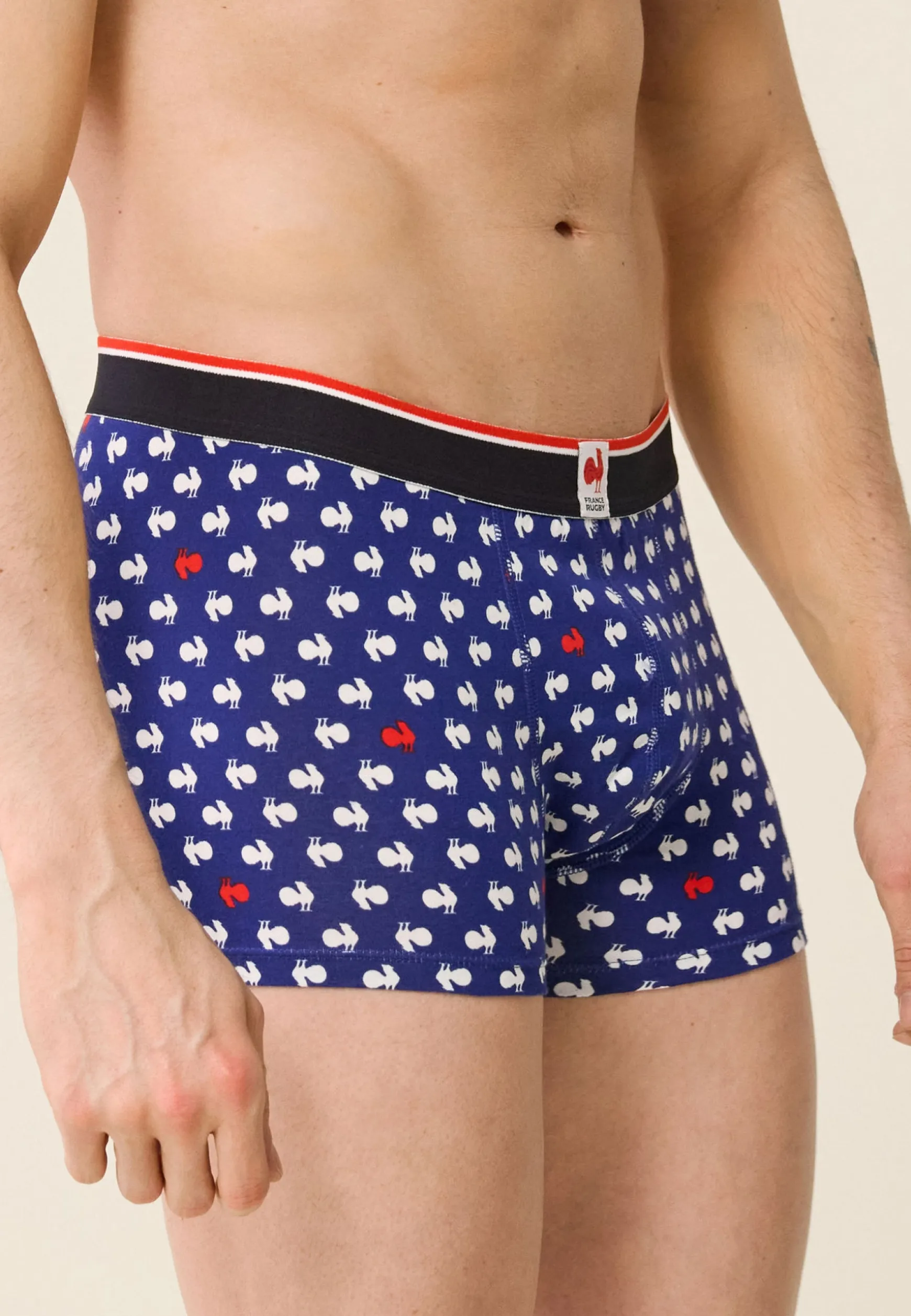 Le slip français Boxer en coton-Marius Coq Blanc Rouge XV de France<Homme Sous-Vêtements De Sports | Boxers