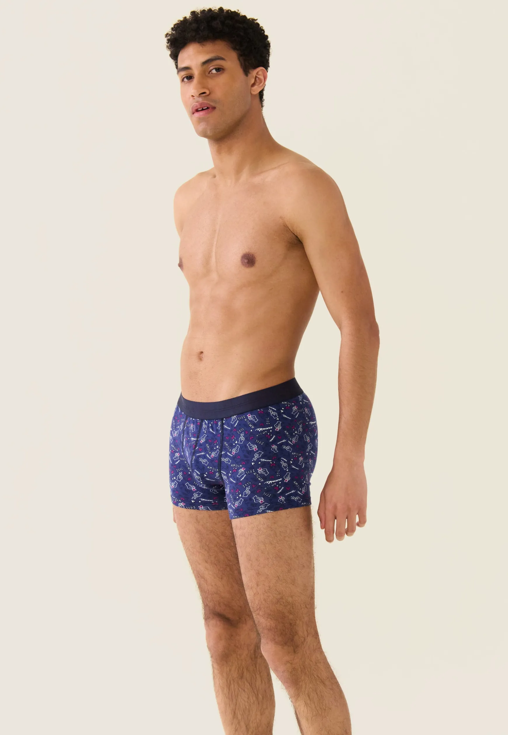 Le slip français Boxer en coton-Marius Imprimé Gufi Acier Betterave<Homme Boxers | Boxers