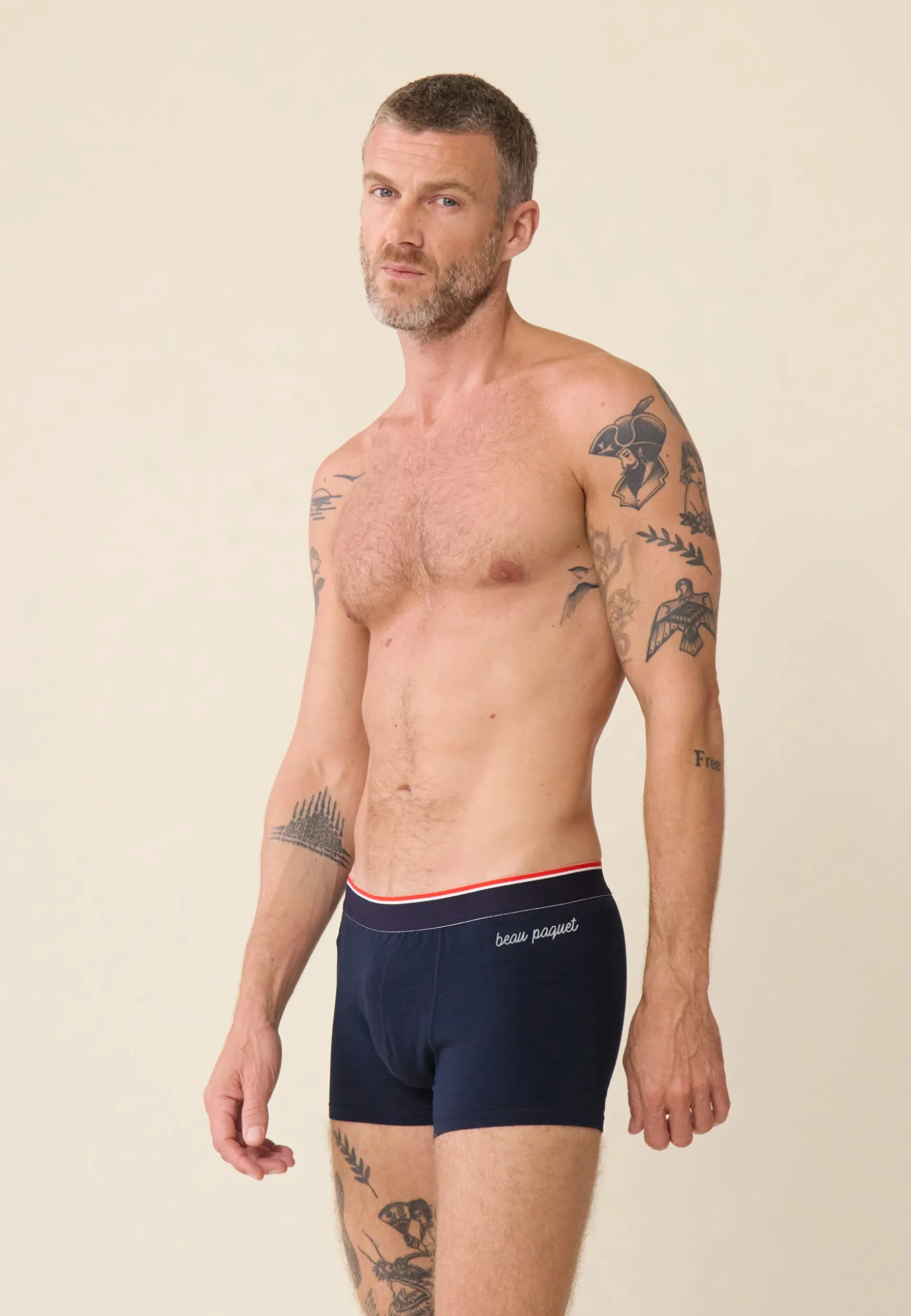 Le slip français Boxer en coton-Marius Marine brodé Beau Paquet<Homme Boxers | Boxers