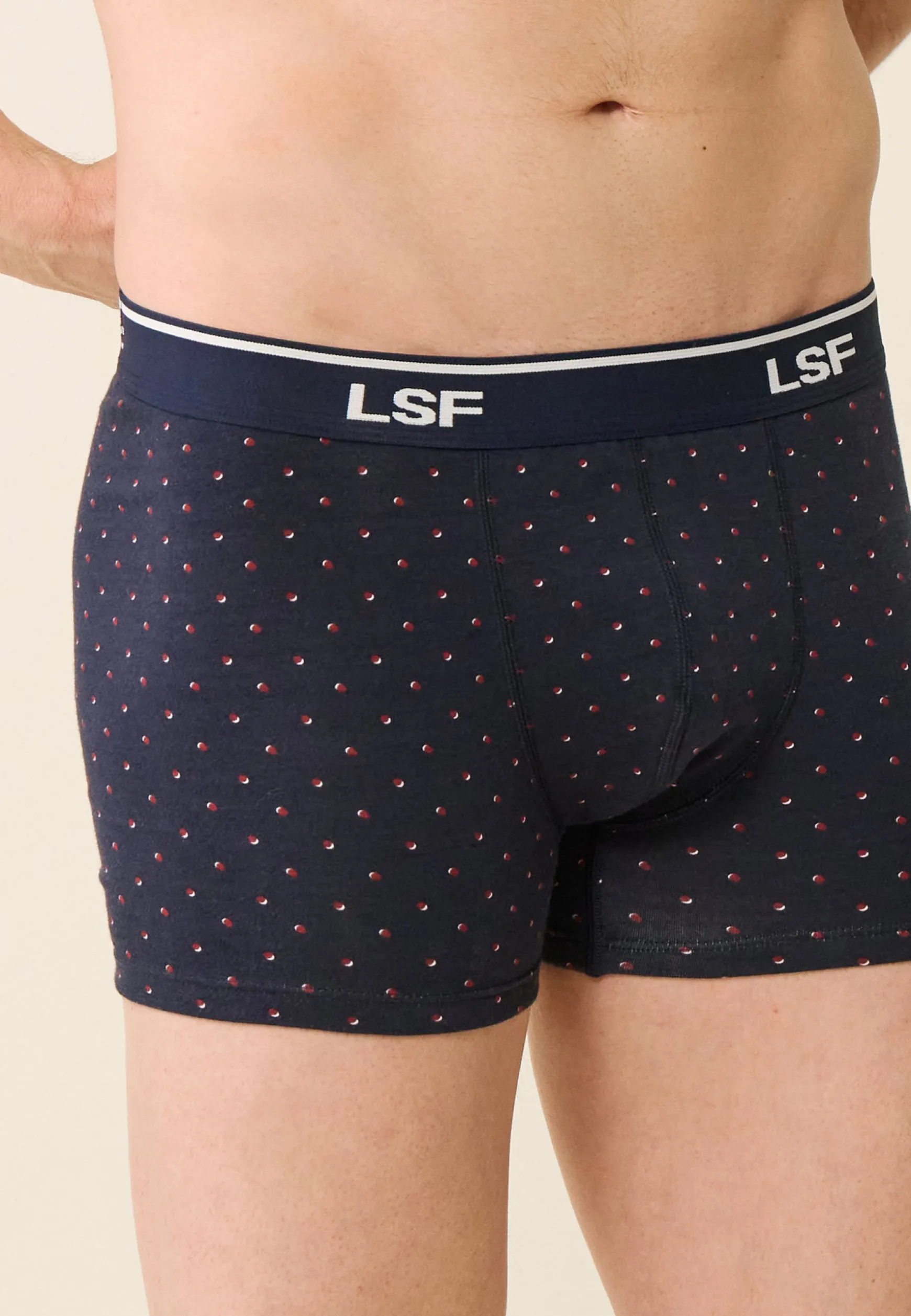 Le slip français Boxer en coton-Marius Petis pois marine<Homme Boxers | Boxers