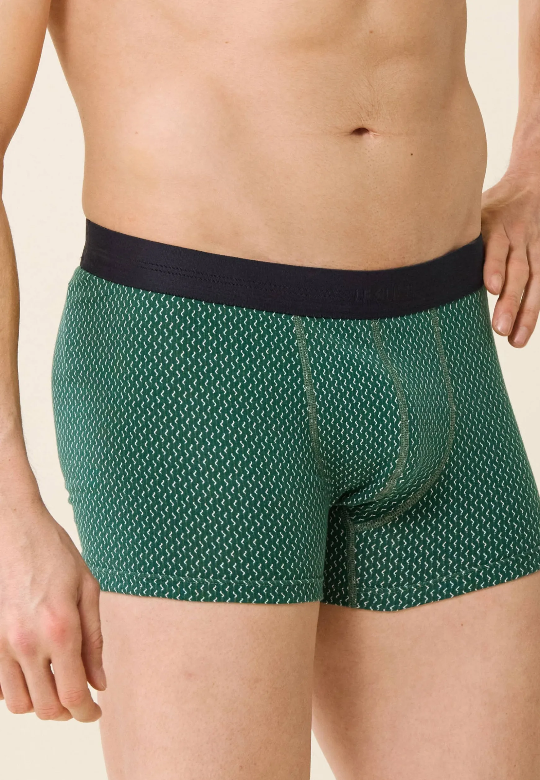 Le slip français Boxer en coton-Marius Zig Zag Sapin<Homme Boxers | Boxers