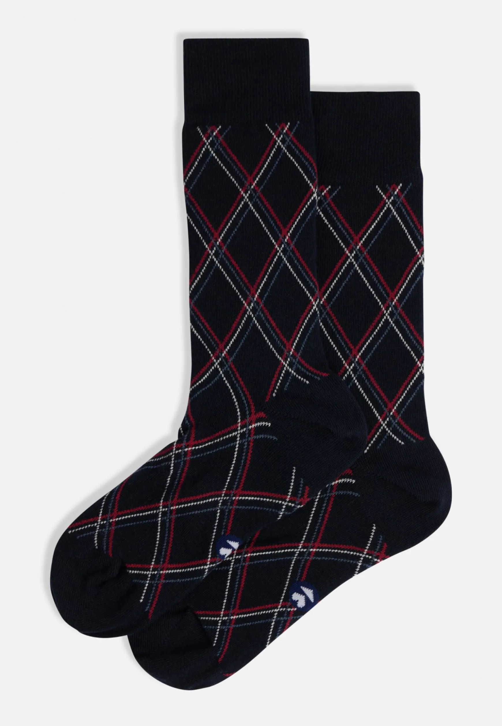 Le slip français Chaussettes mi-hautes en coton-Lucas Tartan Marine<Homme Collection Cadeaux | Chaussettes En Coton