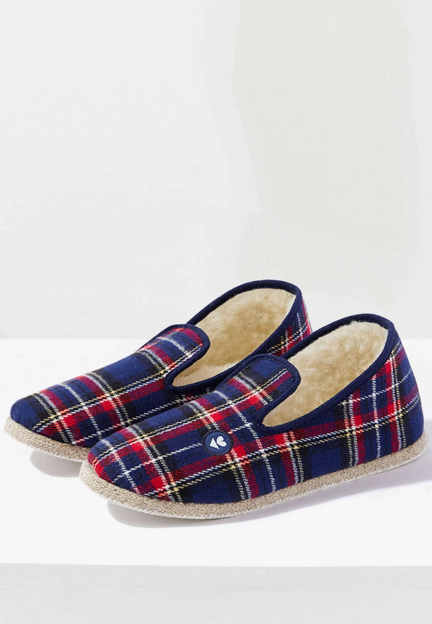 Le slip français Chaussons d'intérieur en laine-Charentaises Tartan Marine<Homme Charentaises | Chaussons