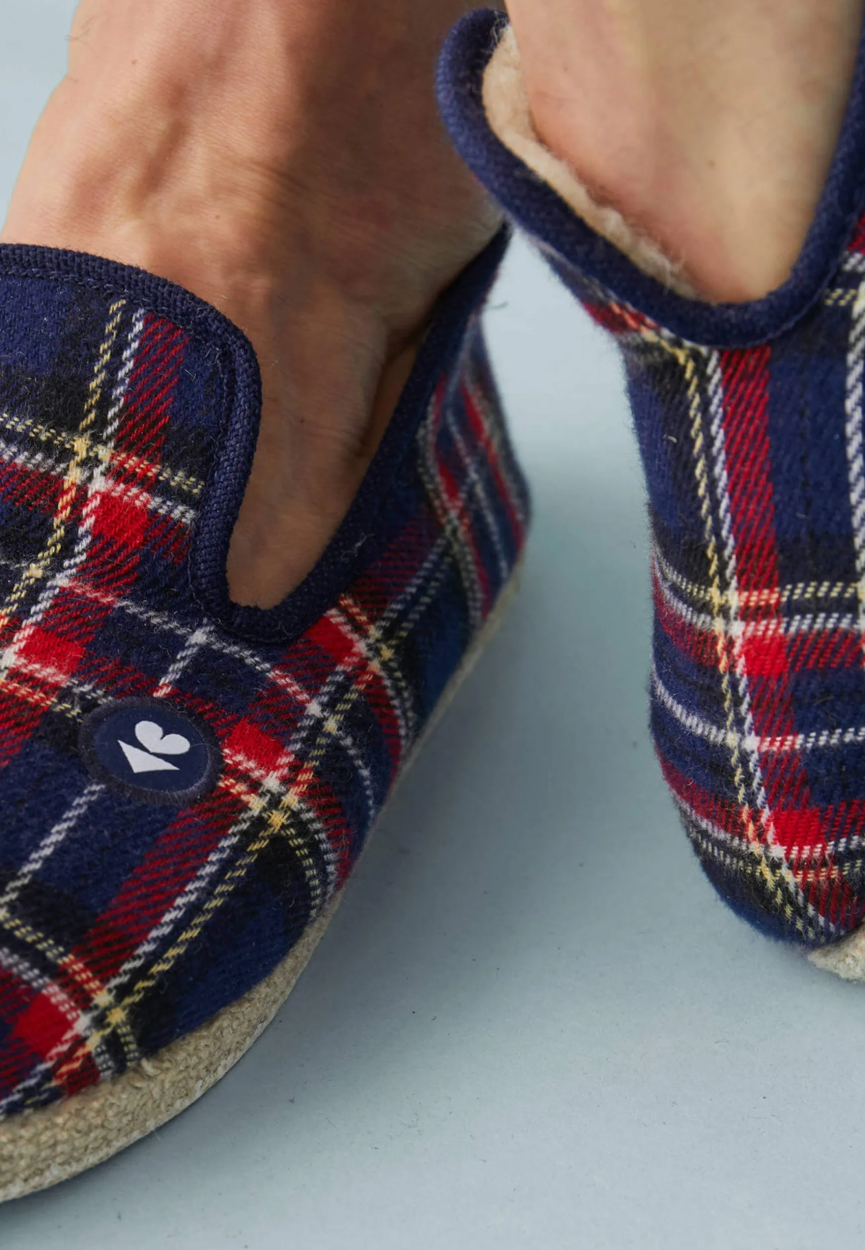 Le slip français Chaussons d'intérieur en laine-Charentaises Tartan Marine<Homme Charentaises | Chaussons