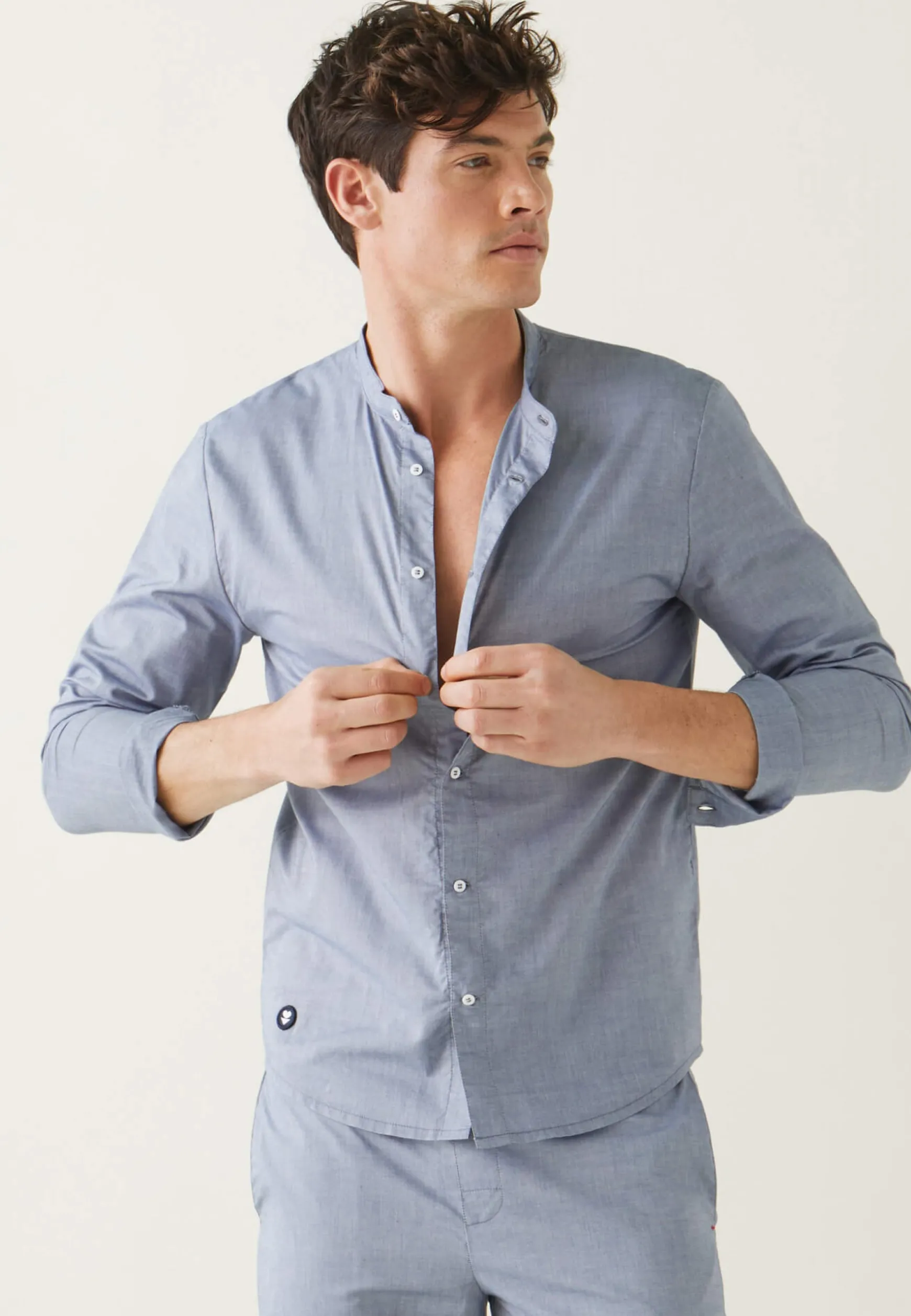 Le slip français Chemise de pyjama en chambray-Tom Chambray<Homme Hauts De Pyjamas | Hauts De Pyjamas