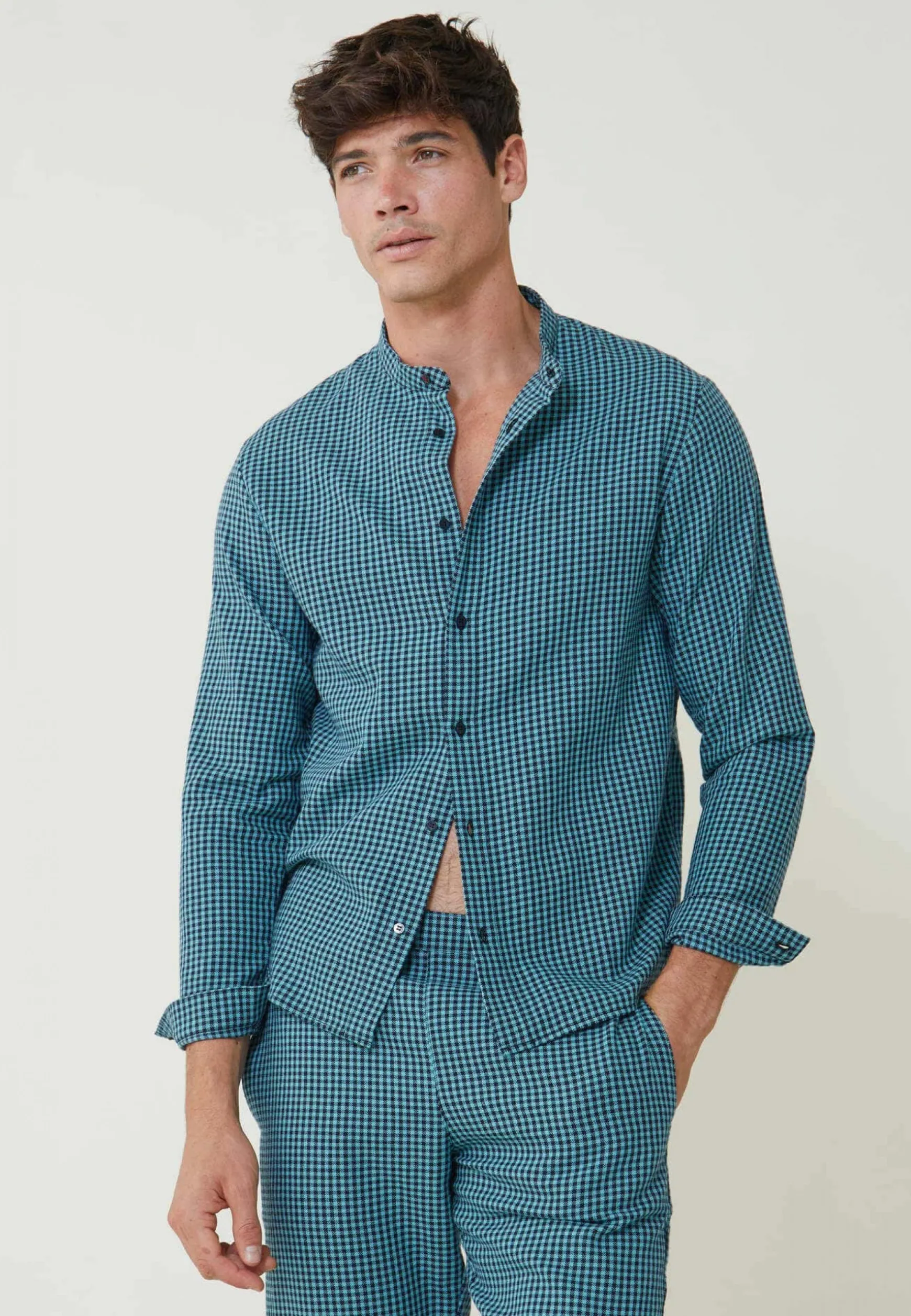 Le slip français Chemise en flanelle-Tomer Vichy Minéral<Homme Hauts De Pyjamas | Hauts De Pyjamas