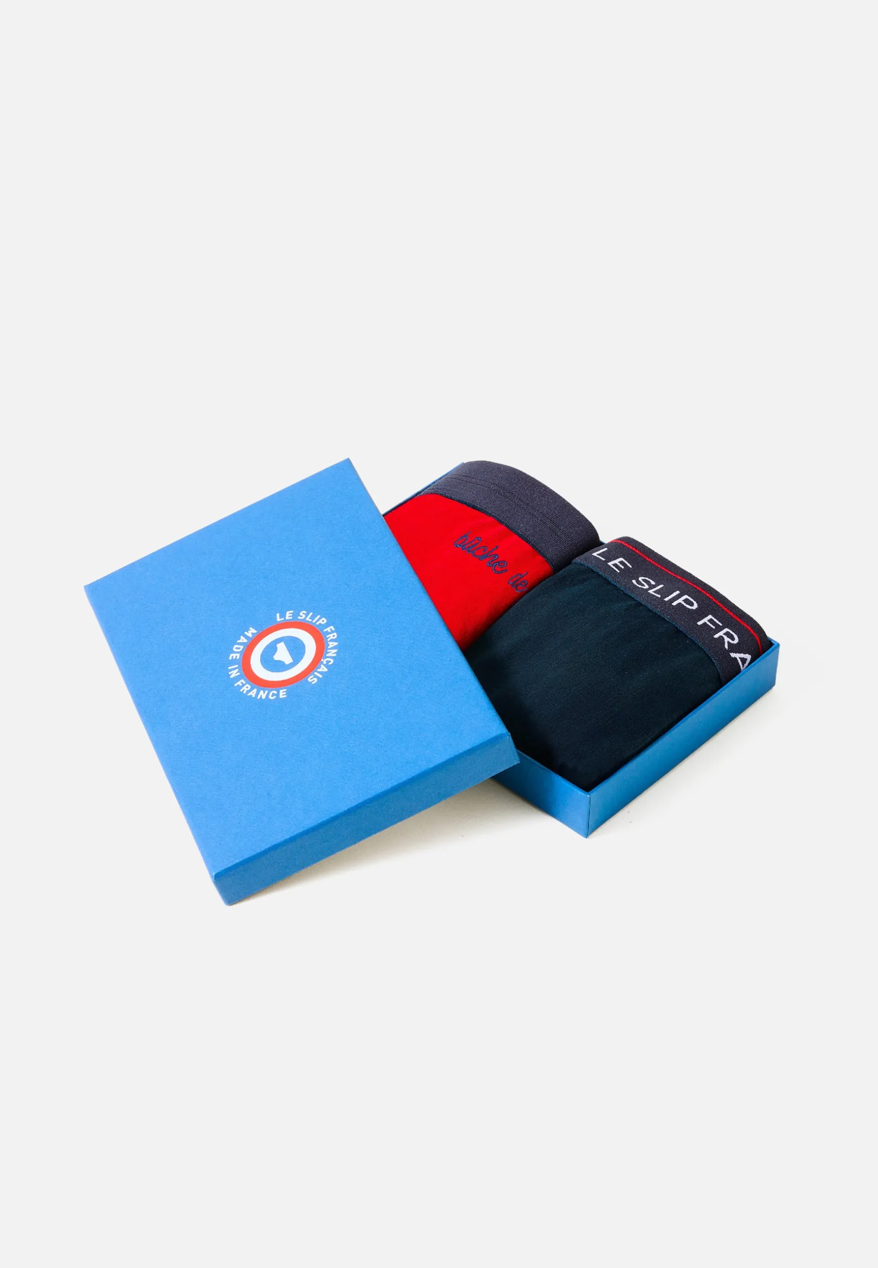 Le slip français Duo de boxers en coton-Pack Duo Redoutable Marine Rouge Brodé Bûche de Noël<Homme Collection Cadeaux | Packs Sous-Vêtements