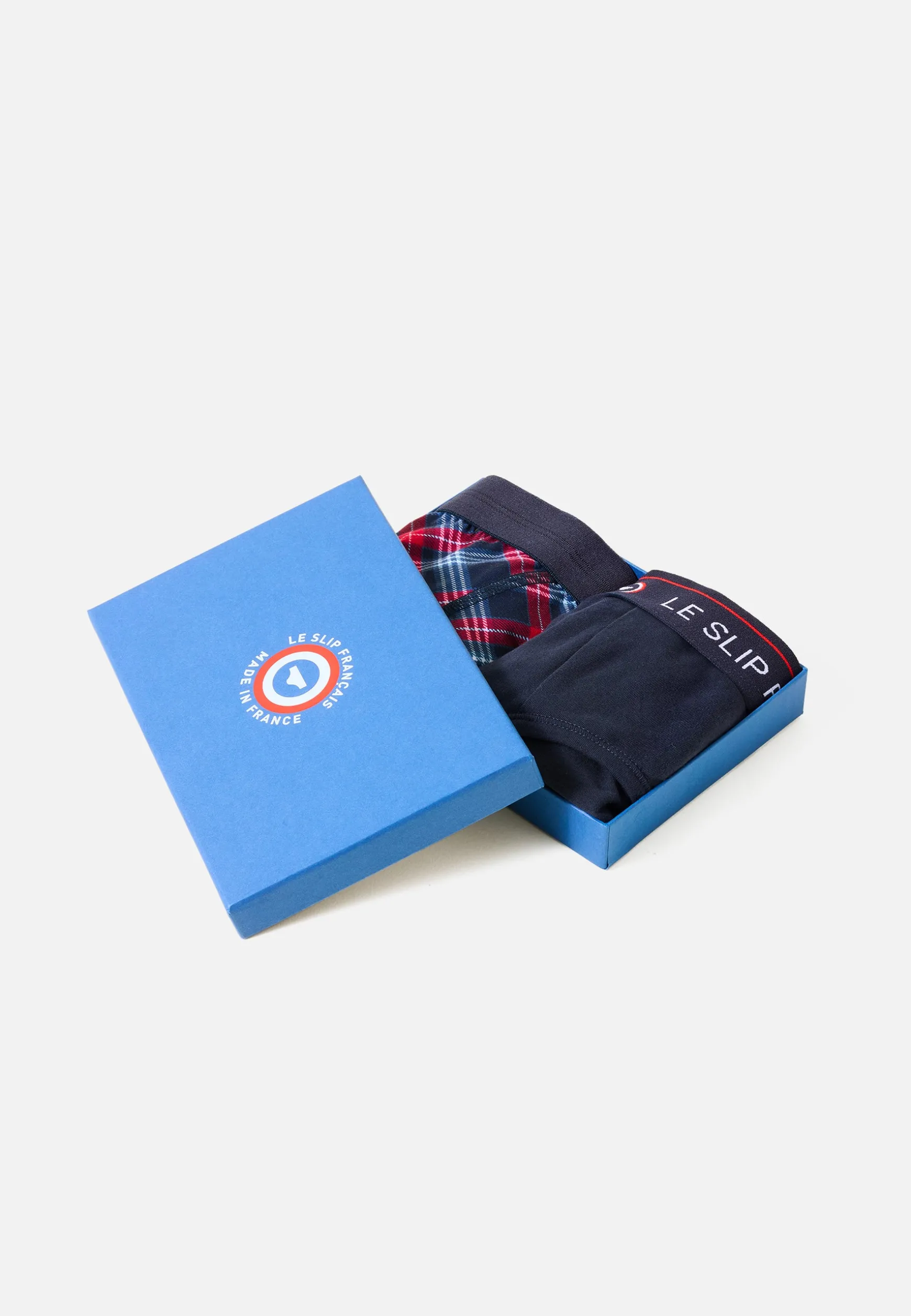 Le slip français Duo de slips en coton-Coffret Duo Slip Terrible Marine Intrépide Tartan<Homme Coffrets Cadeaux | Collection Cadeaux