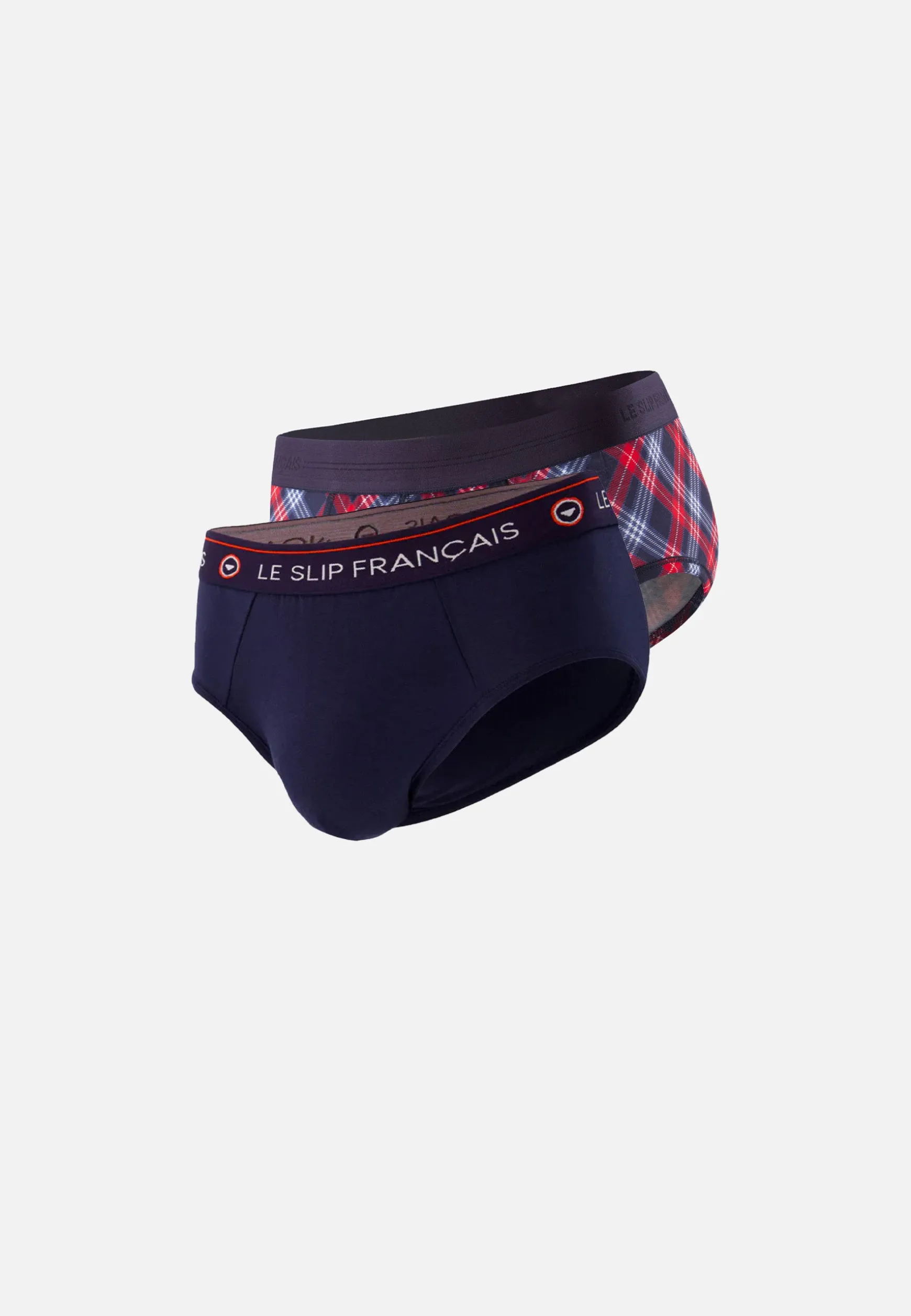 Le slip français Duo de slips en coton-Coffret Duo Slip Terrible Marine Intrépide Tartan<Homme Coffrets Cadeaux | Collection Cadeaux