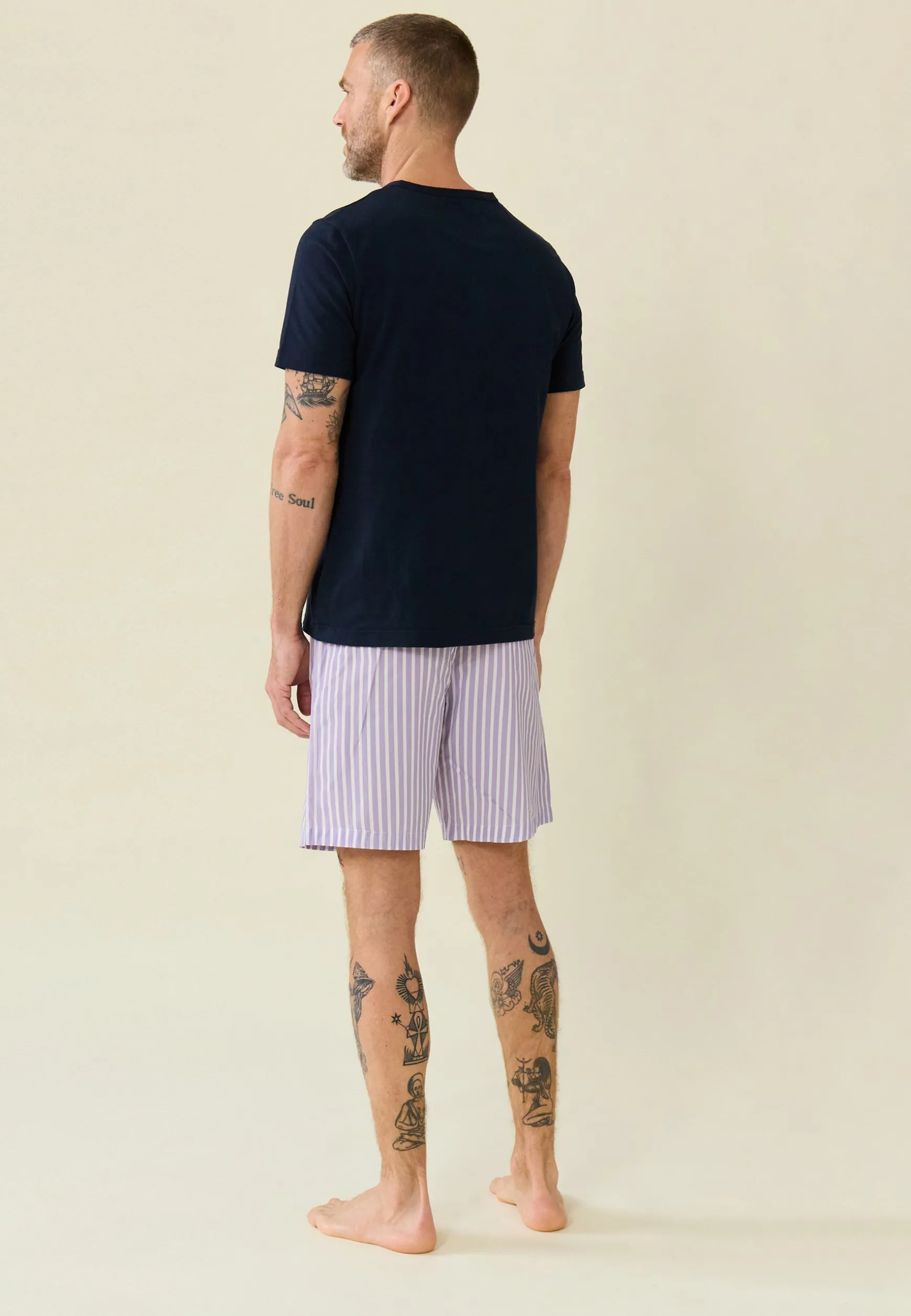 Le slip français Ensemble de pyjama t-shirt et short en coton-Ensemble pyjama Tristan Marine Sens Glycine<Homme Ensembles De Pyjamas | Ensemble De Pyjamas