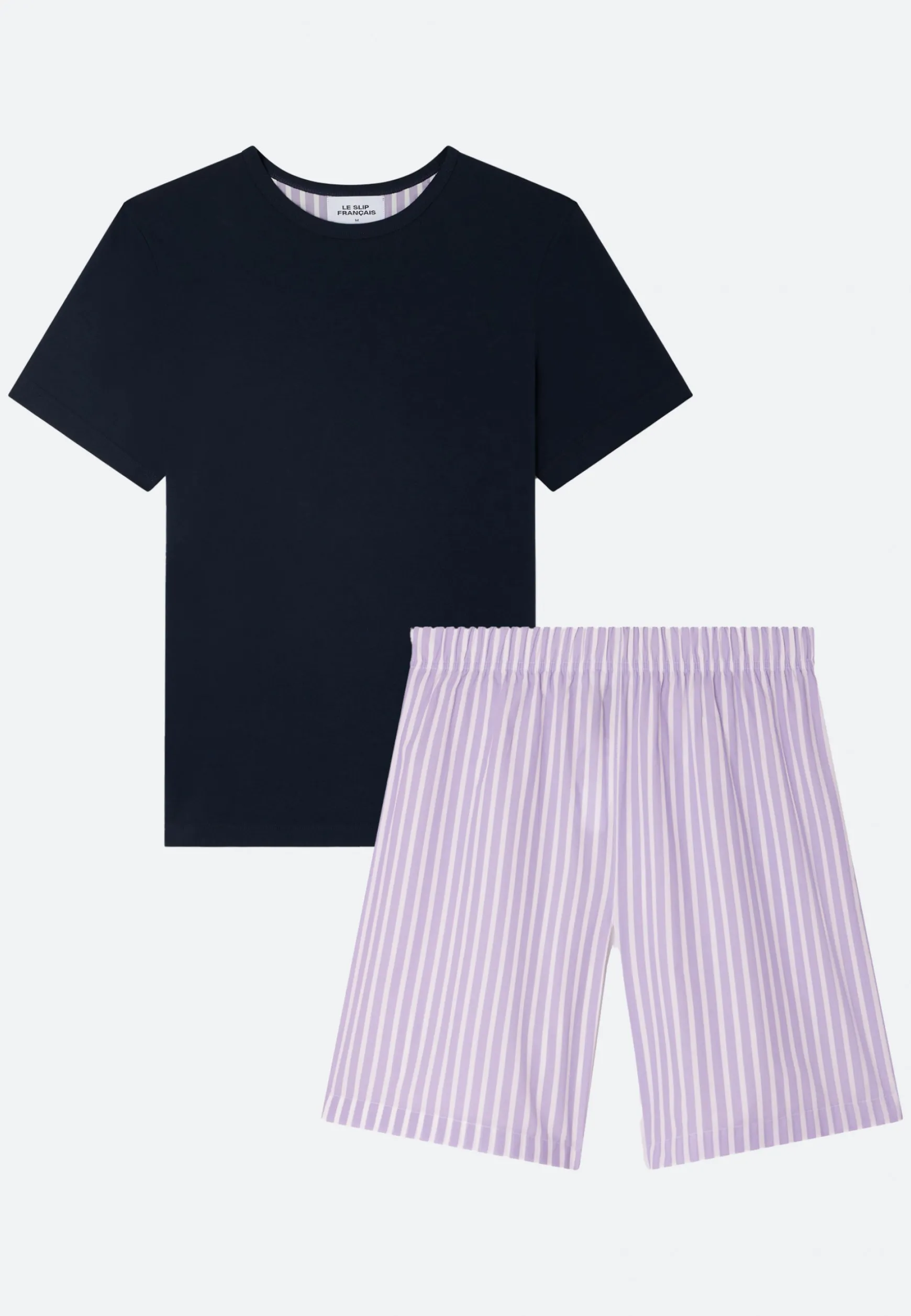 Le slip français Ensemble de pyjama t-shirt et short en coton-Ensemble pyjama Tristan Marine Sens Glycine<Homme Ensembles De Pyjamas | Ensemble De Pyjamas