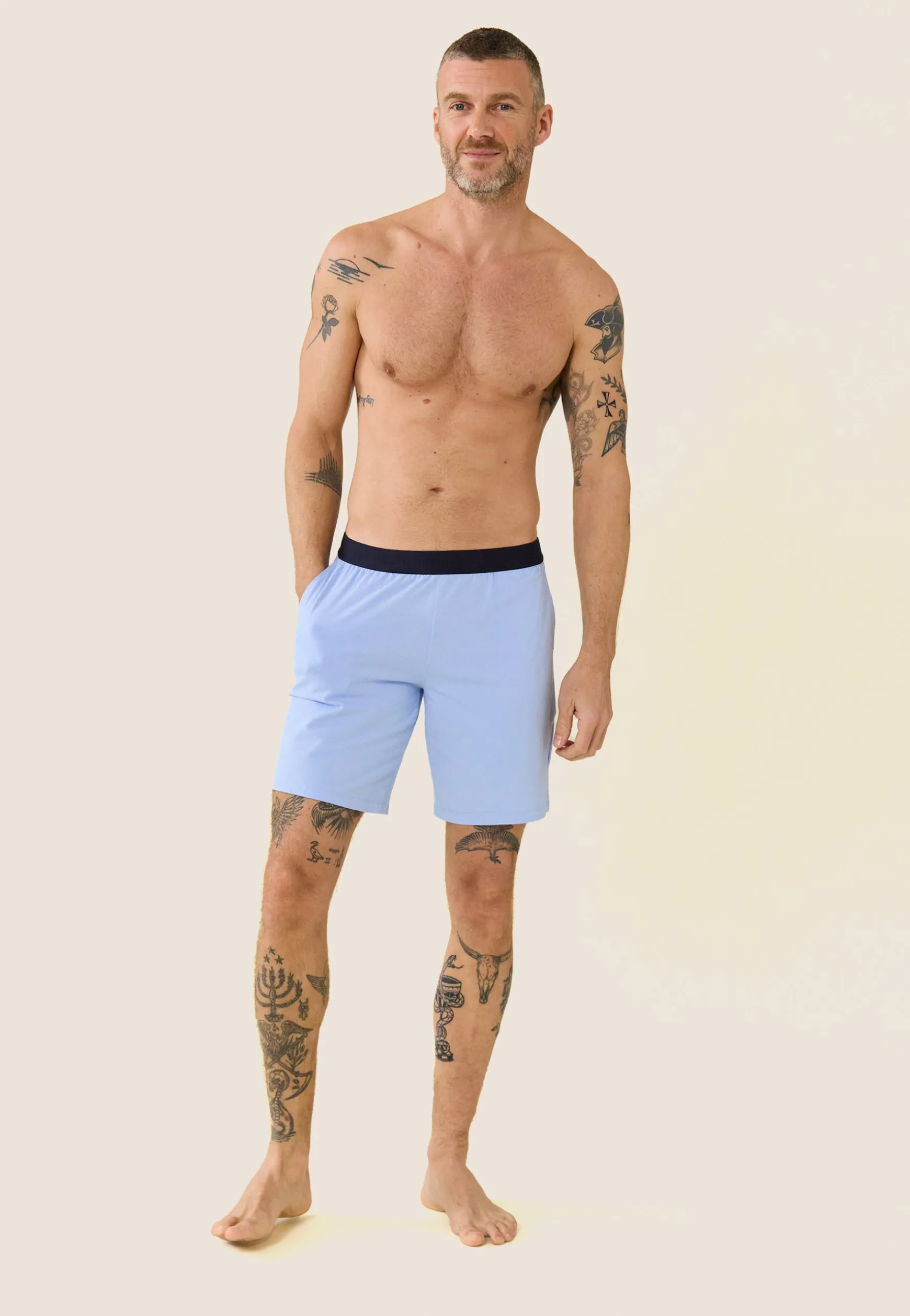 Le slip français Ensemble de pyjama t-shirt et short en coton-Ensemble Pyjama Yvan ciel<Homme Ensembles De Pyjamas | Ensemble De Pyjamas