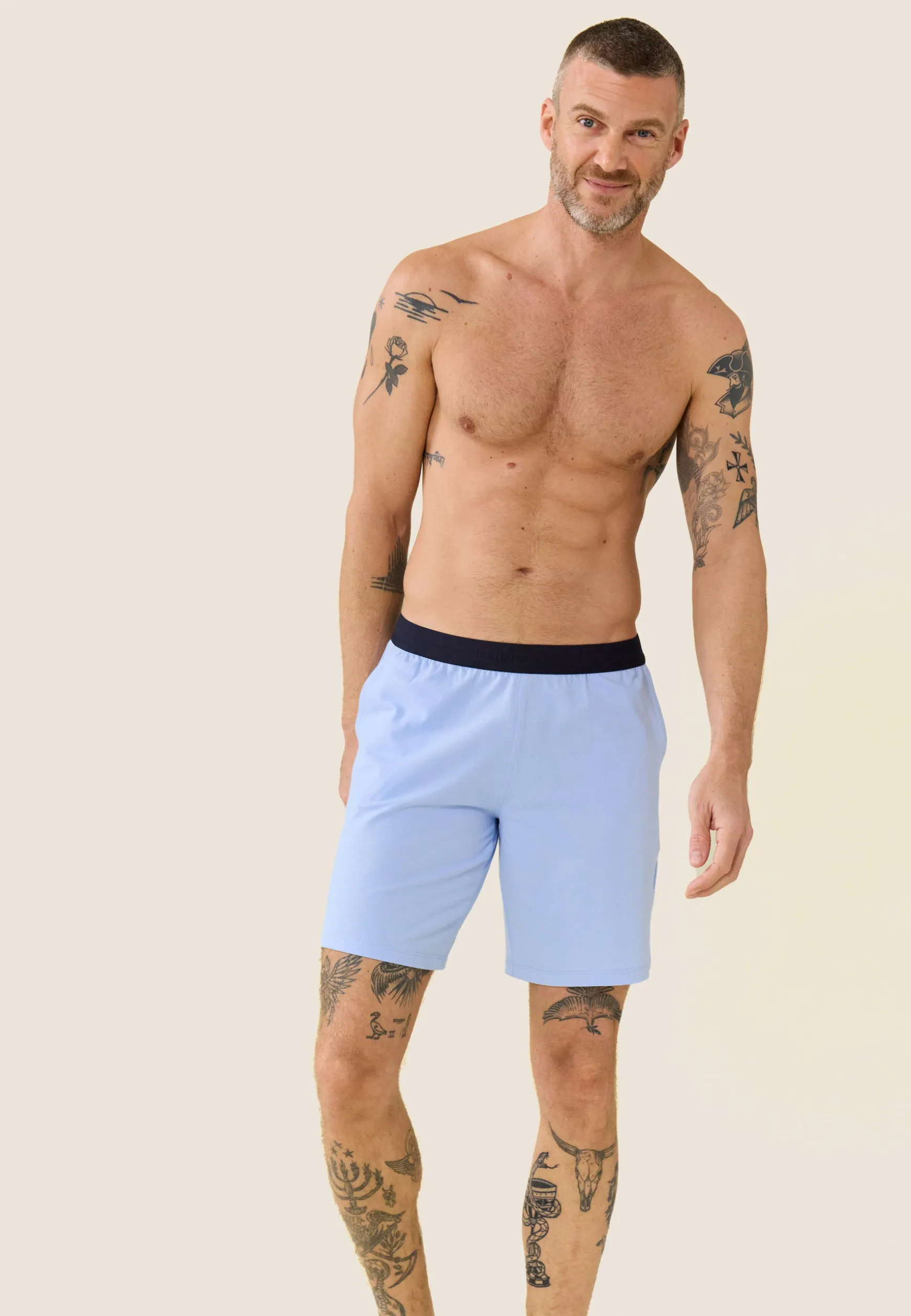 Le slip français Ensemble de pyjama t-shirt et short en coton-Ensemble Pyjama Yvan ciel<Homme Ensembles De Pyjamas | Ensemble De Pyjamas