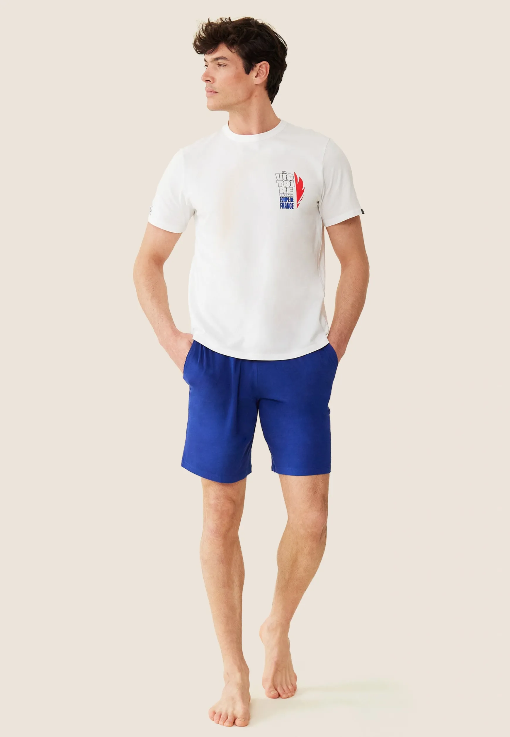 Le slip français Ensemble pyjama t-shirt et short en coton-Ensemble Pyjama Equipe de France Indigo<Homme Ensembles De Pyjamas | Ensemble De Pyjamas