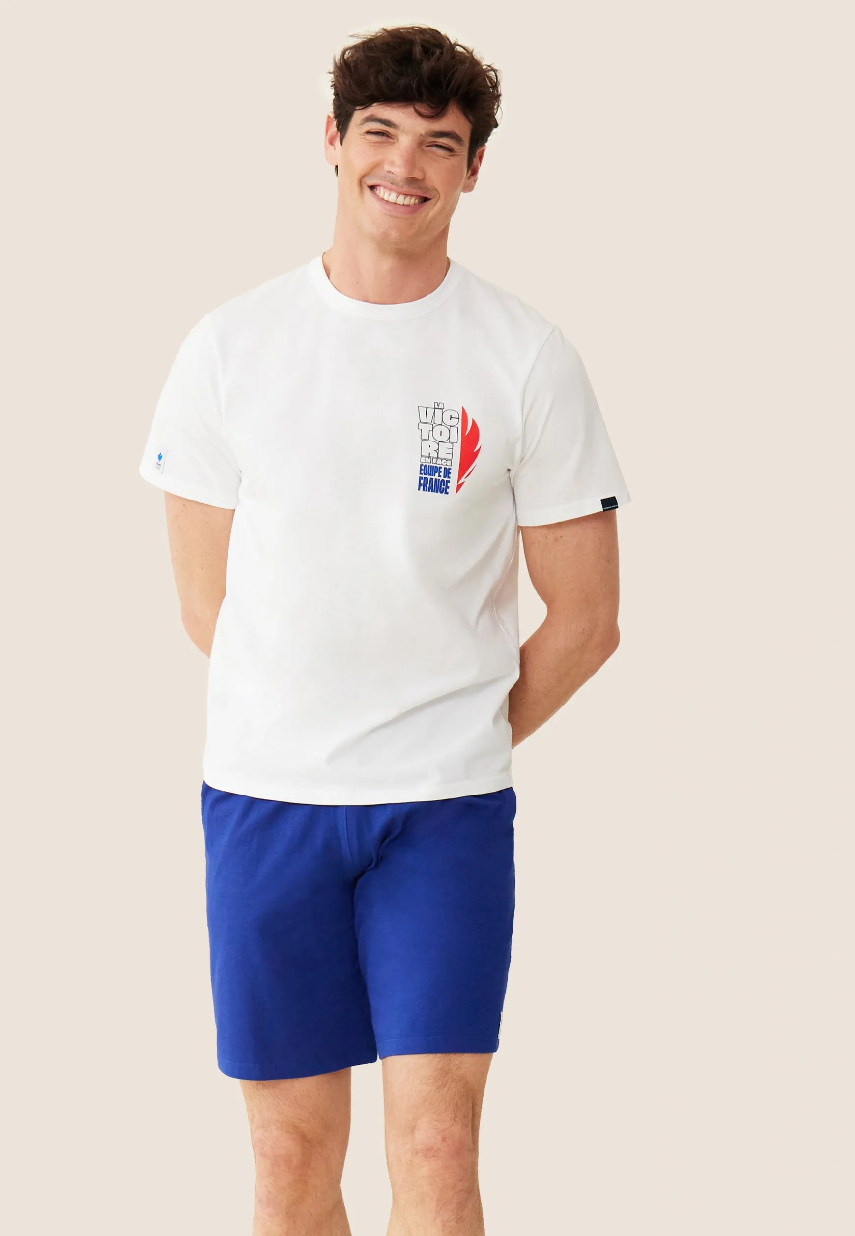 Le slip français Ensemble pyjama t-shirt et short en coton-Ensemble Pyjama Equipe de France Indigo<Homme Ensembles De Pyjamas | Ensemble De Pyjamas