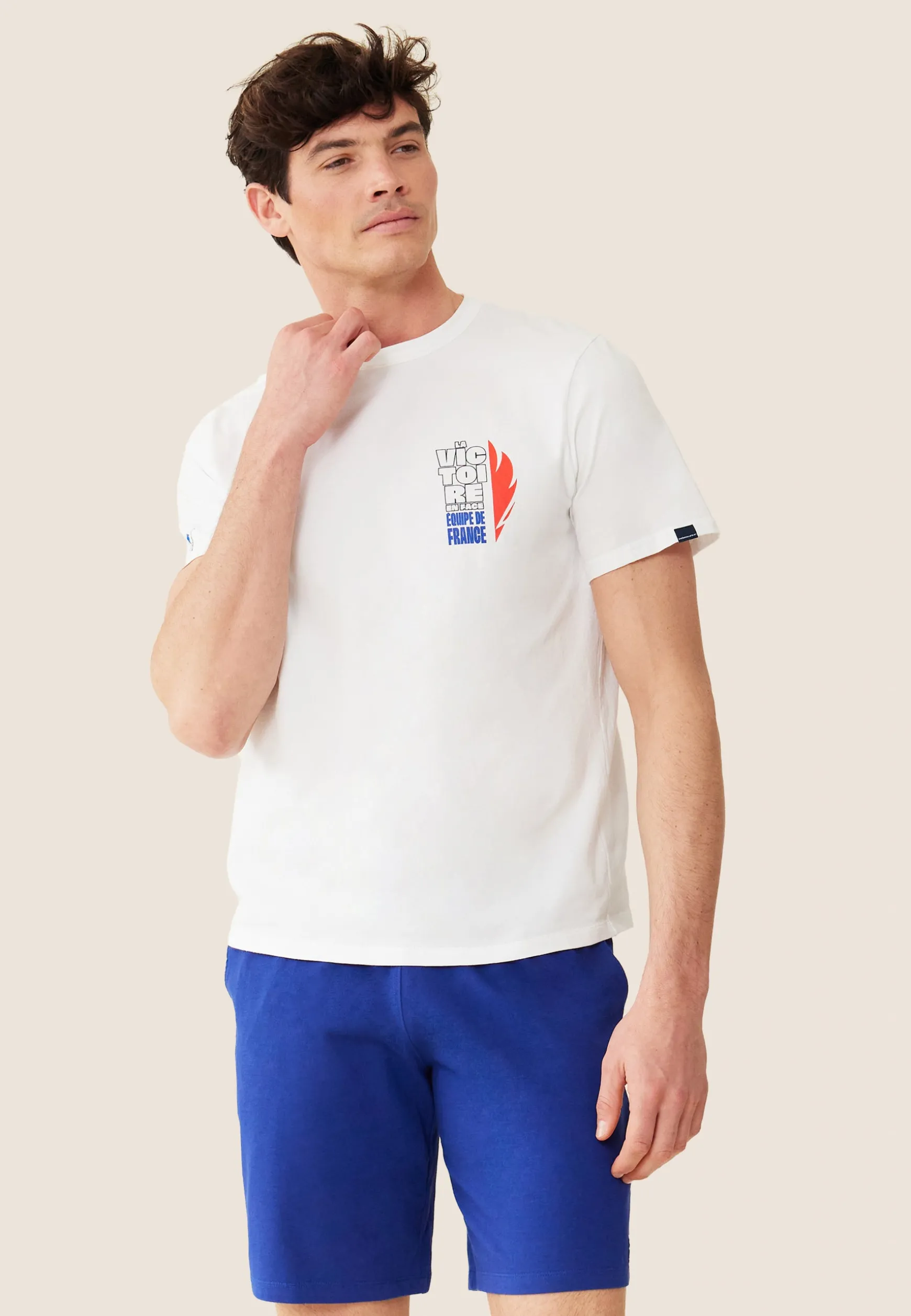 Le slip français Ensemble pyjama t-shirt et short en coton-Ensemble Pyjama Equipe de France Indigo<Homme Ensembles De Pyjamas | Ensemble De Pyjamas