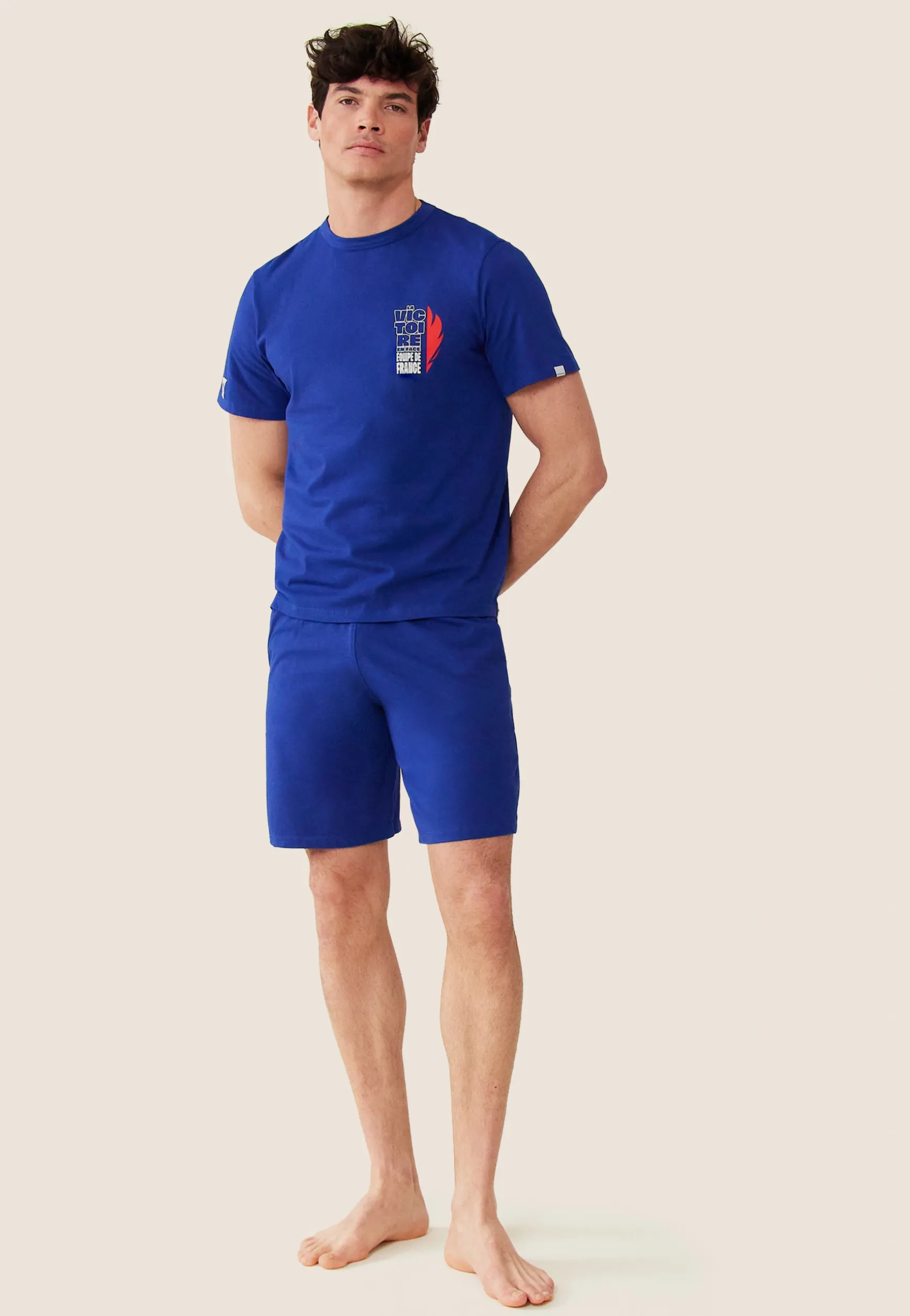 Le slip français Ensemble pyjama t-shirt et short en coton-Ensemble Pyjama Equipe de France Indigo<Homme Ensembles De Pyjamas | Ensemble De Pyjamas