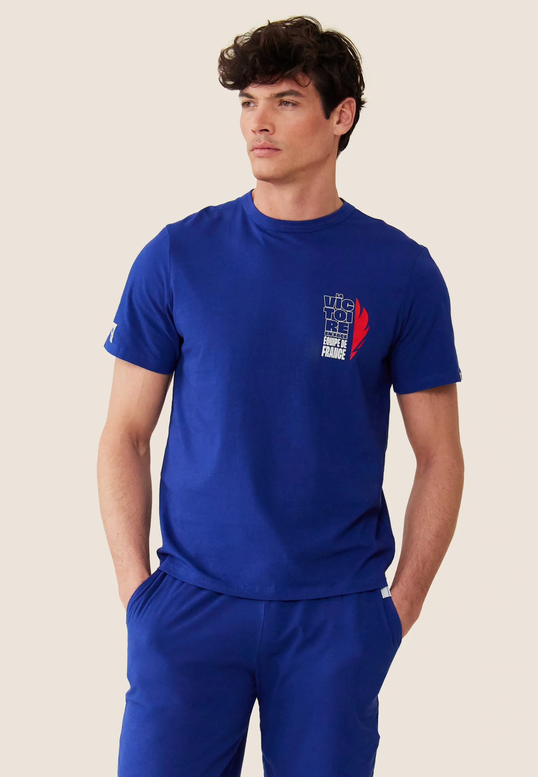 Le slip français Ensemble pyjama t-shirt et short en coton-Ensemble Pyjama Equipe de France Indigo<Homme Ensembles De Pyjamas | Ensemble De Pyjamas