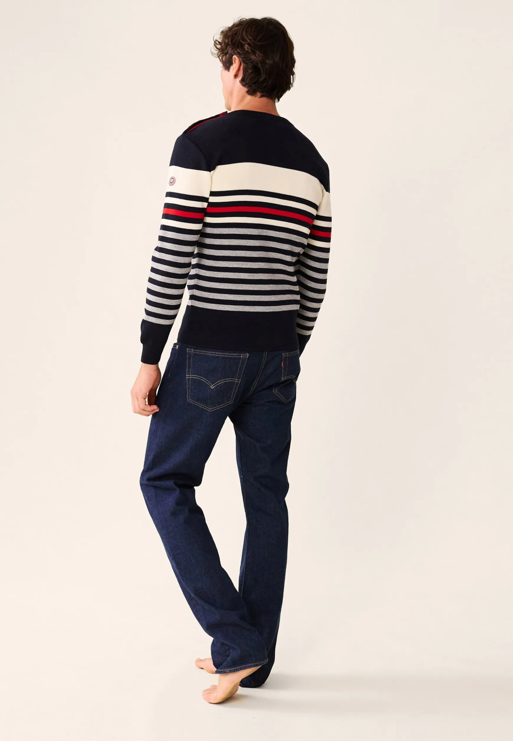 Le slip français Pull Homme LSF x Armor Lux-Le Creac'h-Marine Rouge Gris<Homme Pulls | Hauts