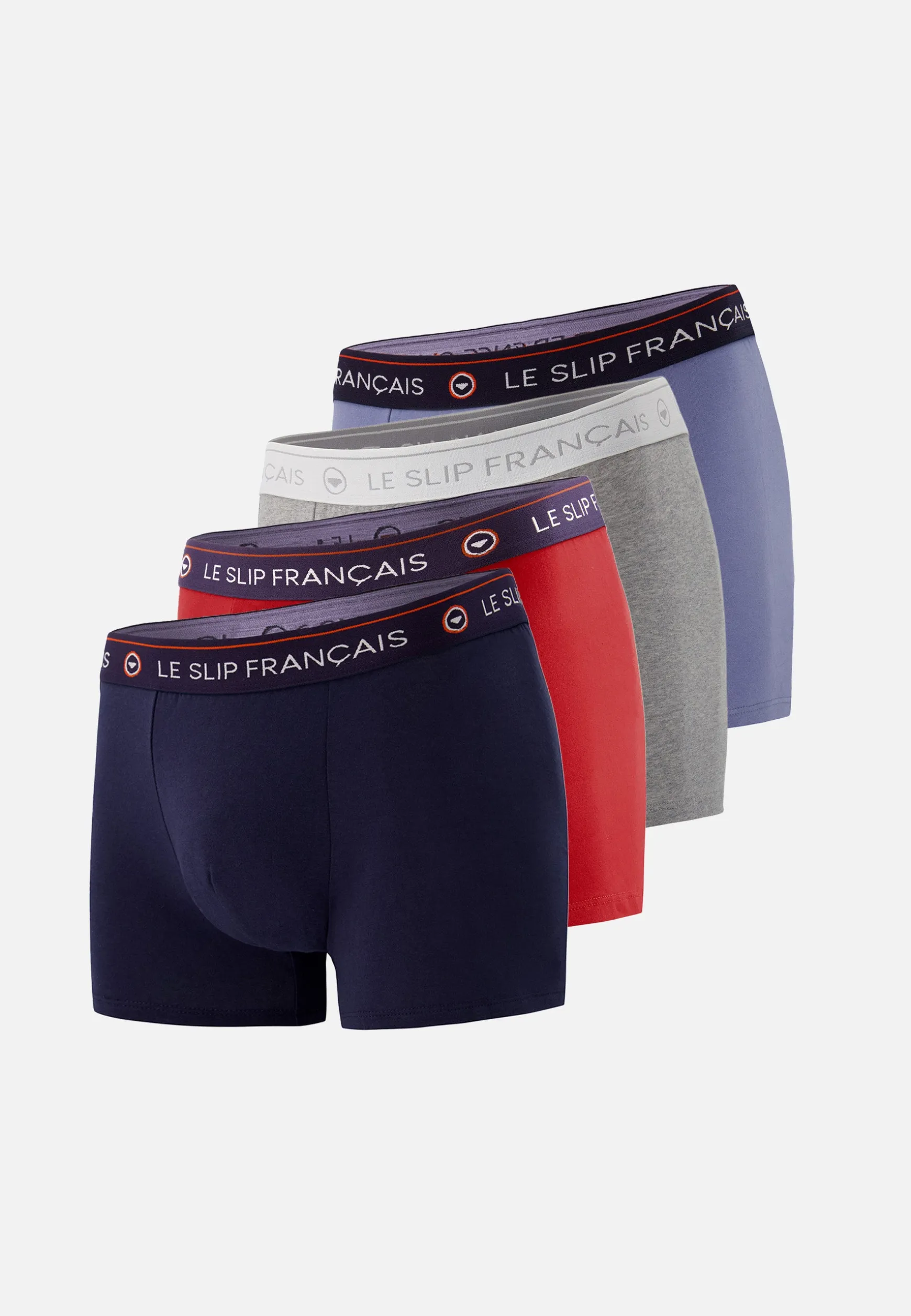 Le slip français Quatro de boxers en coton-Pack Quatro Boxer Redoutable Marine Jean Rouge Cerise Gris Chiné<Homme Packs De Boxers | Packs Sous-Vêtements