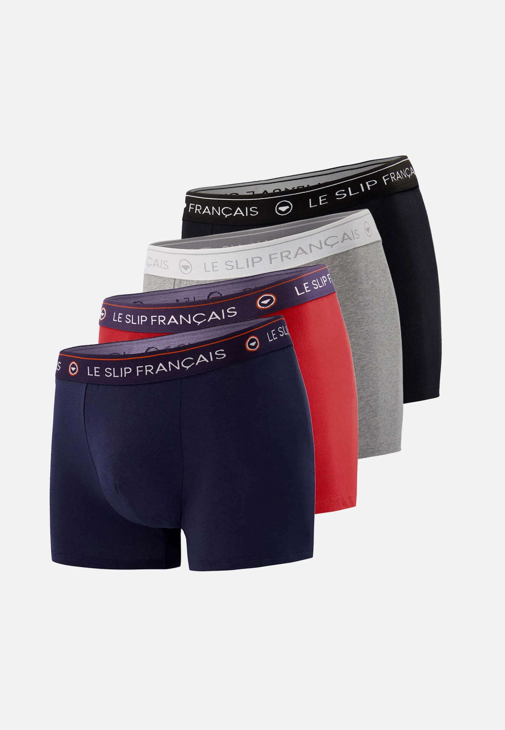 Le slip français Quatro de boxers en coton-Pack Quatro Boxer Redoutable Marine Noir Rouge Cerise Gris Chiné<Homme Packs De Boxers | Packs Sous-Vêtements