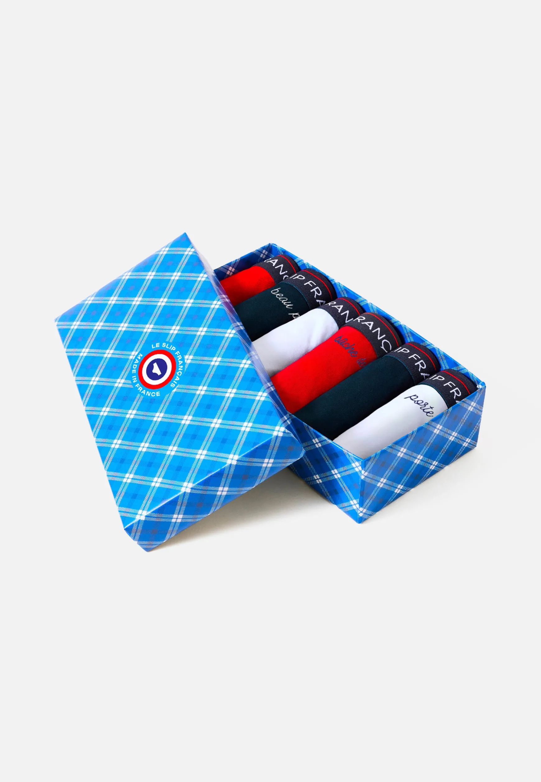 Le slip français Six Pack boxers en coton-Coffret Six Boxer Redoutable Marine Rouge Marine Brodé Rouge Brodé Brodé<Homme Collection Cadeaux | Packs De Boxers