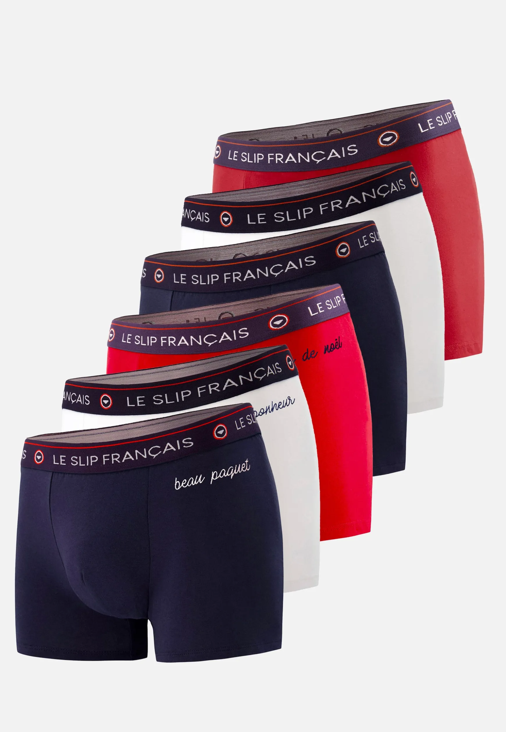 Le slip français Six Pack boxers en coton-Coffret Six Boxer Redoutable Marine Rouge Marine Brodé Rouge Brodé Brodé<Homme Collection Cadeaux | Packs De Boxers