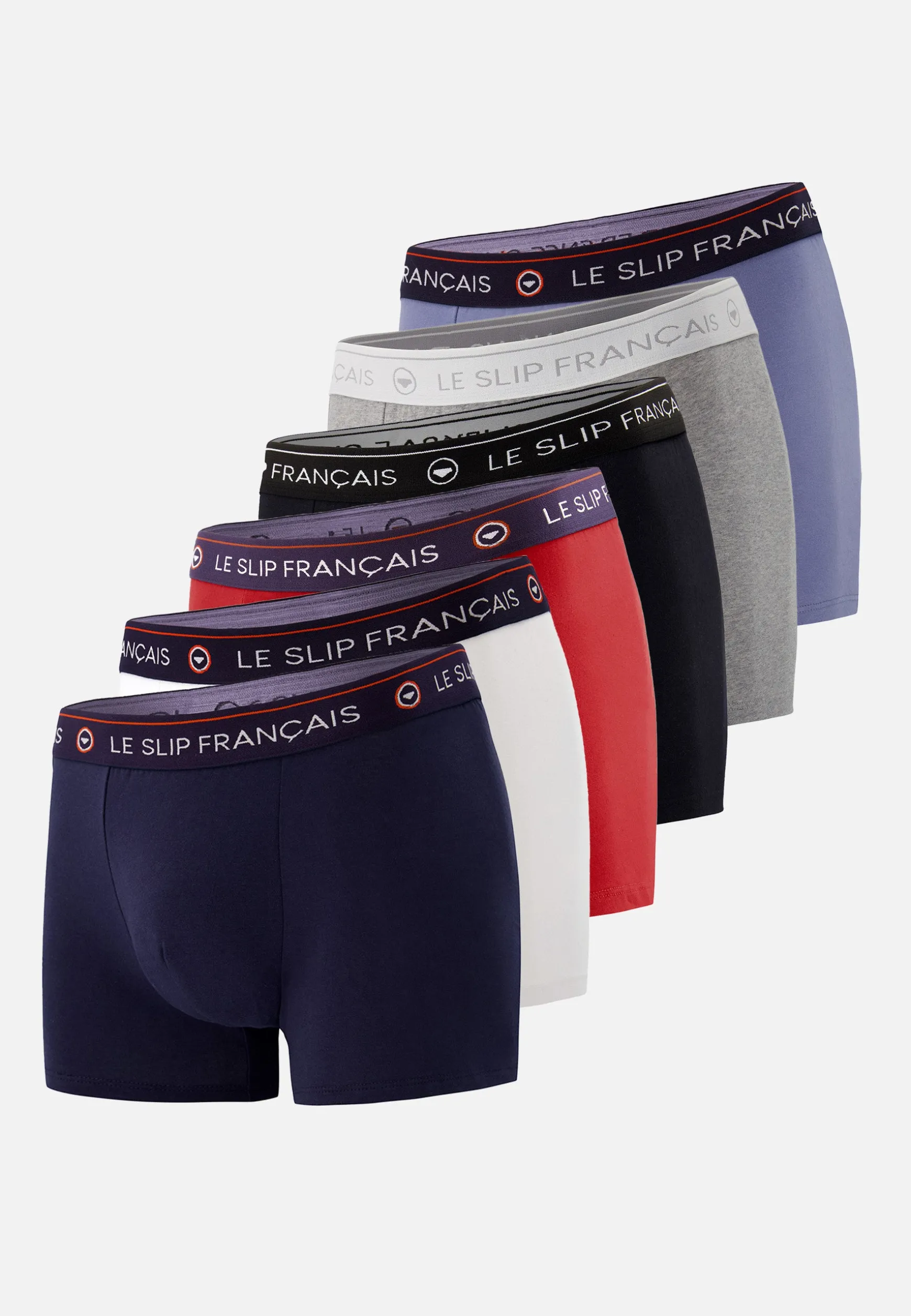 Le slip français Six Pack boxers en coton-Pack 6 Boxer Redoutable Noir Marine Rouge Cerise Gris Chiné Bleu Jean<Homme Collection Cadeaux | Packs De Boxers