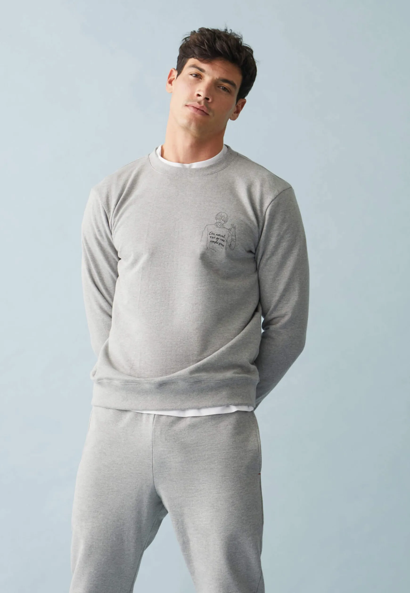 Le slip français Sweat col rond en molleton-Ben-F Chiné<Homme Hauts