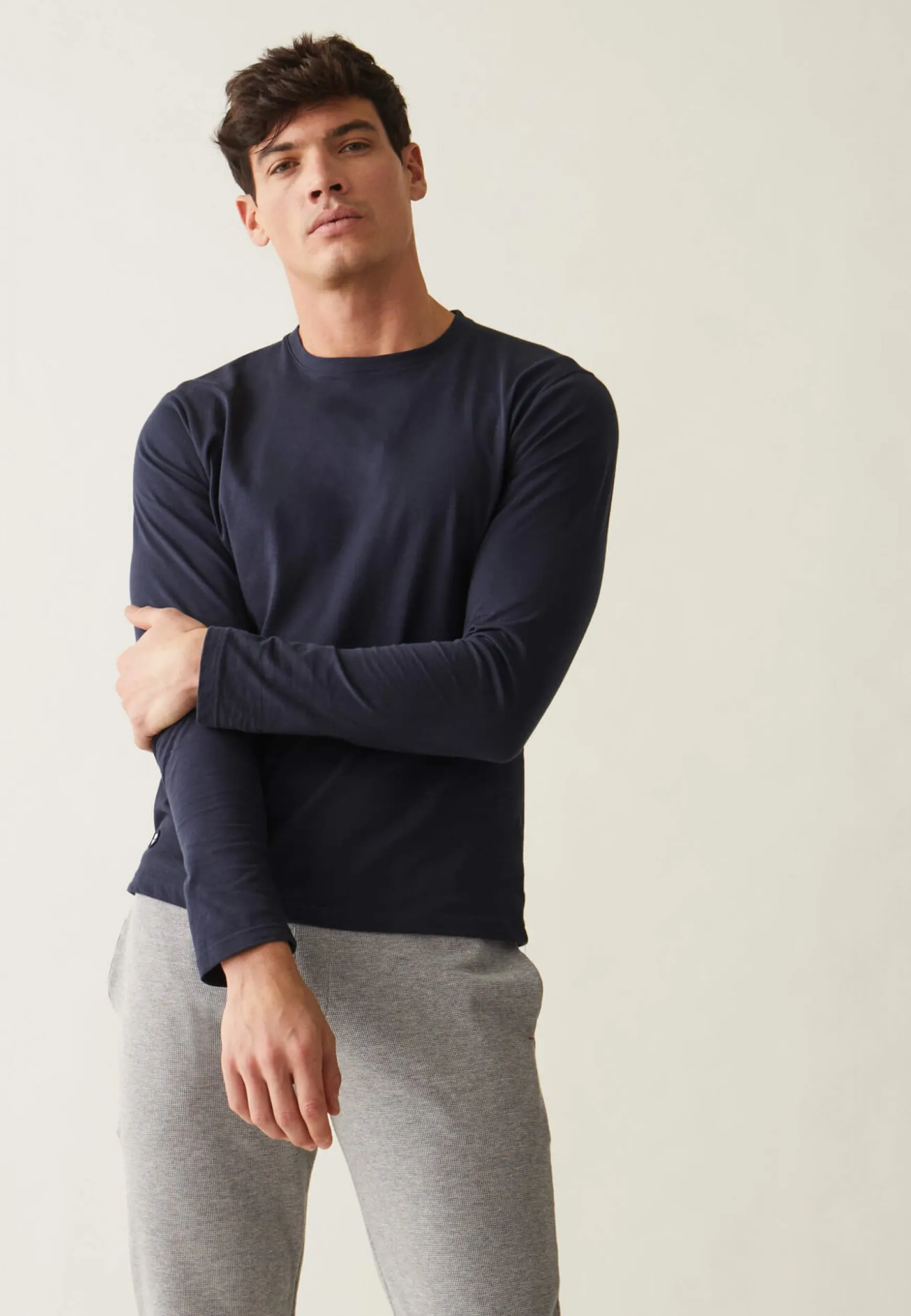 Le slip français Tee-shirt manches longues en coton-Jeannot Marine<Homme Hauts De Pyjamas | Hauts De Pyjamas