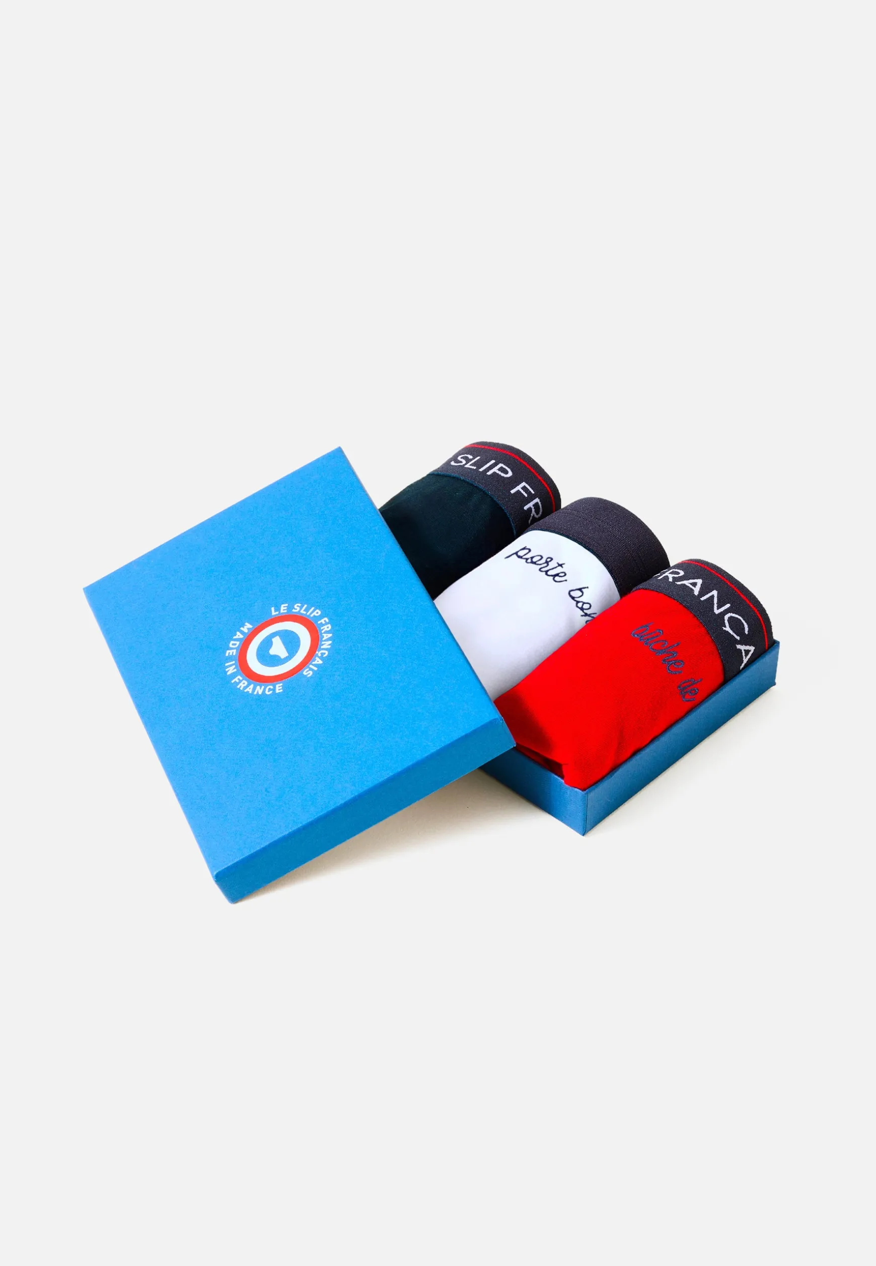 Le slip français Trio de boxers en coton-Coffret Trio Boxer Redoutable Marine Rouge Brodé Brodé<Homme Coffrets Cadeaux | Collection Cadeaux