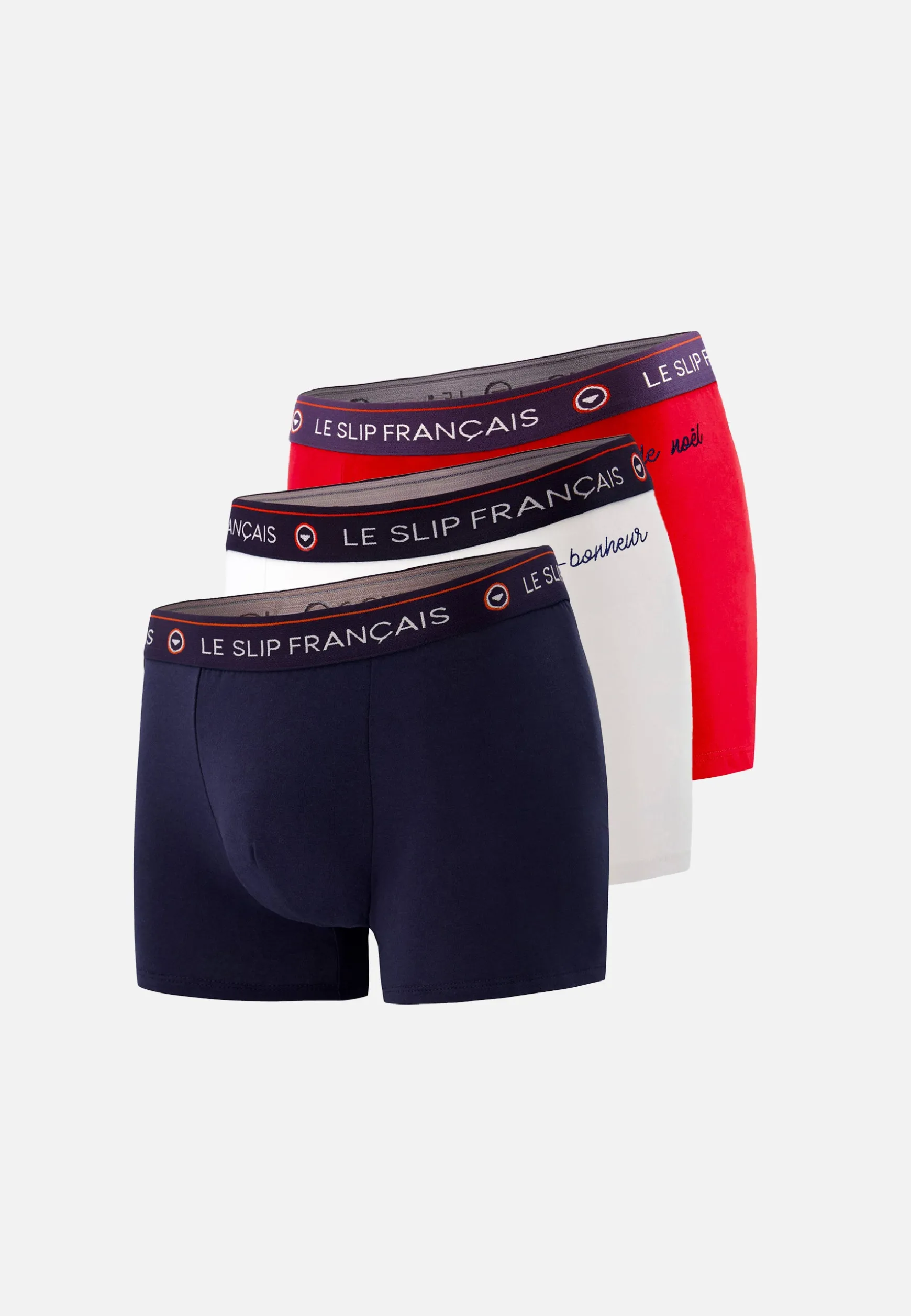 Le slip français Trio de boxers en coton-Coffret Trio Boxer Redoutable Marine Rouge Brodé Brodé<Homme Coffrets Cadeaux | Collection Cadeaux