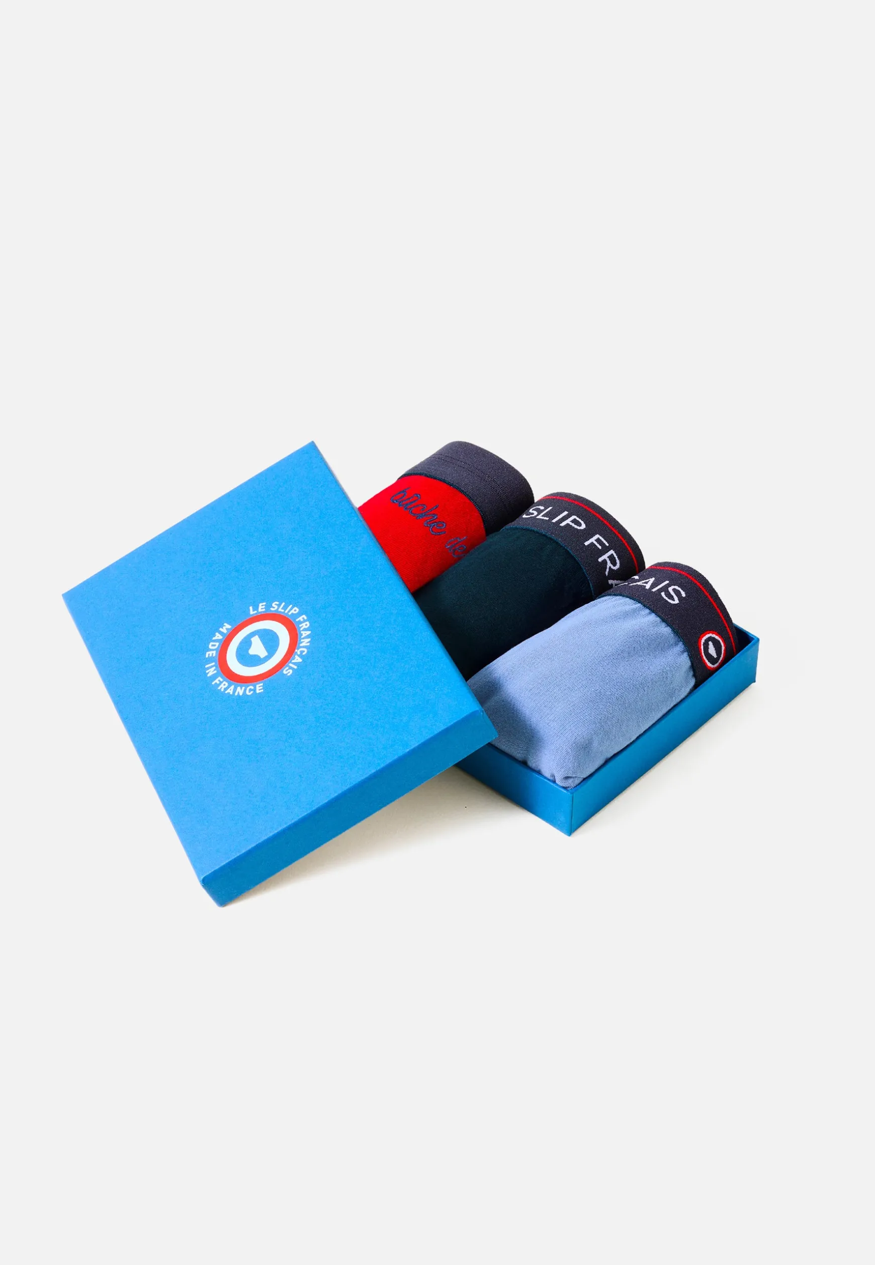 Le slip français Trio de boxers en coton-Coffret Trio Boxer Redoutable Marine Rouge Brodé Jean<Homme Coffrets Cadeaux | Collection Cadeaux