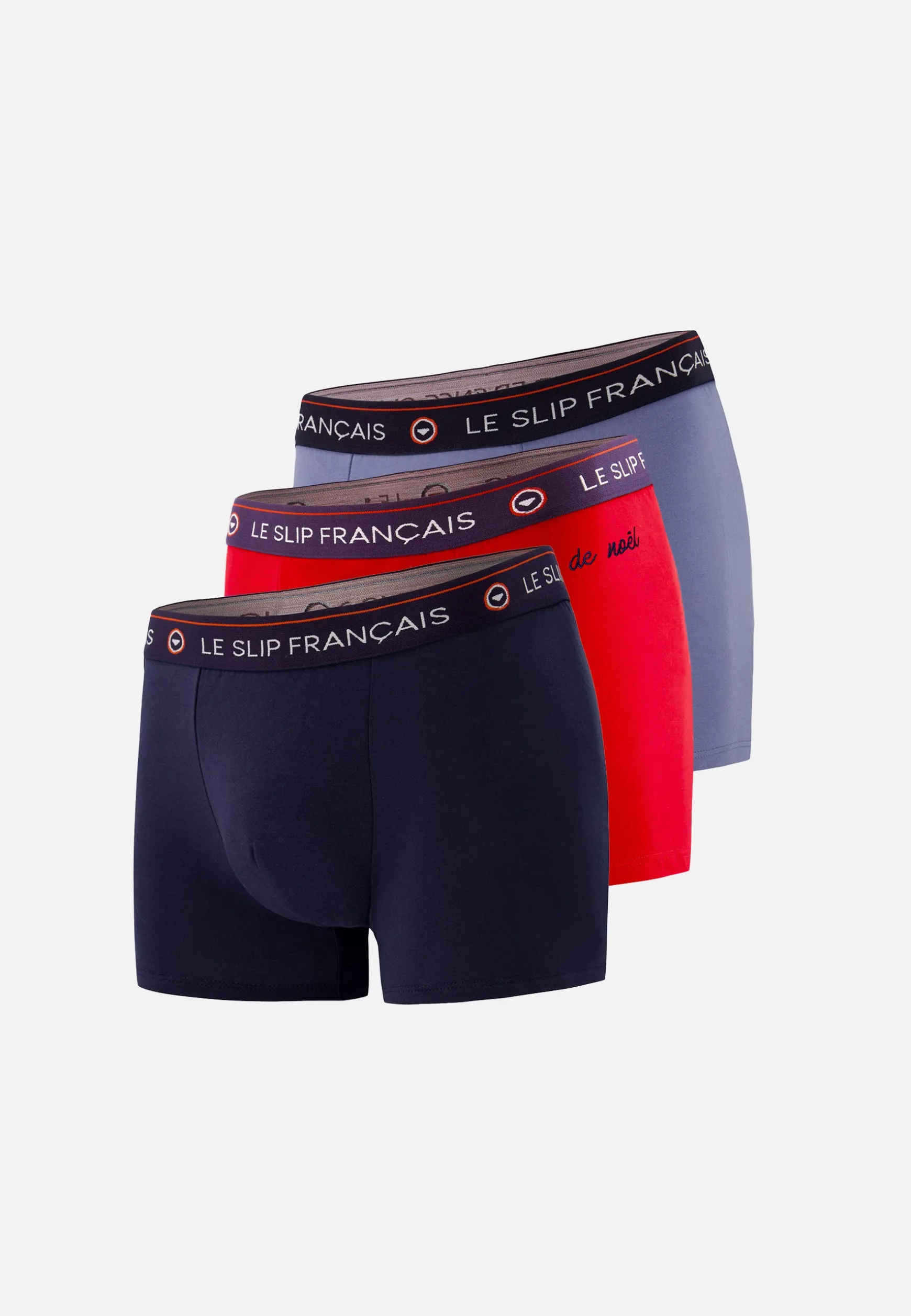 Le slip français Trio de boxers en coton-Coffret Trio Boxer Redoutable Marine Rouge Brodé Jean<Homme Coffrets Cadeaux | Collection Cadeaux