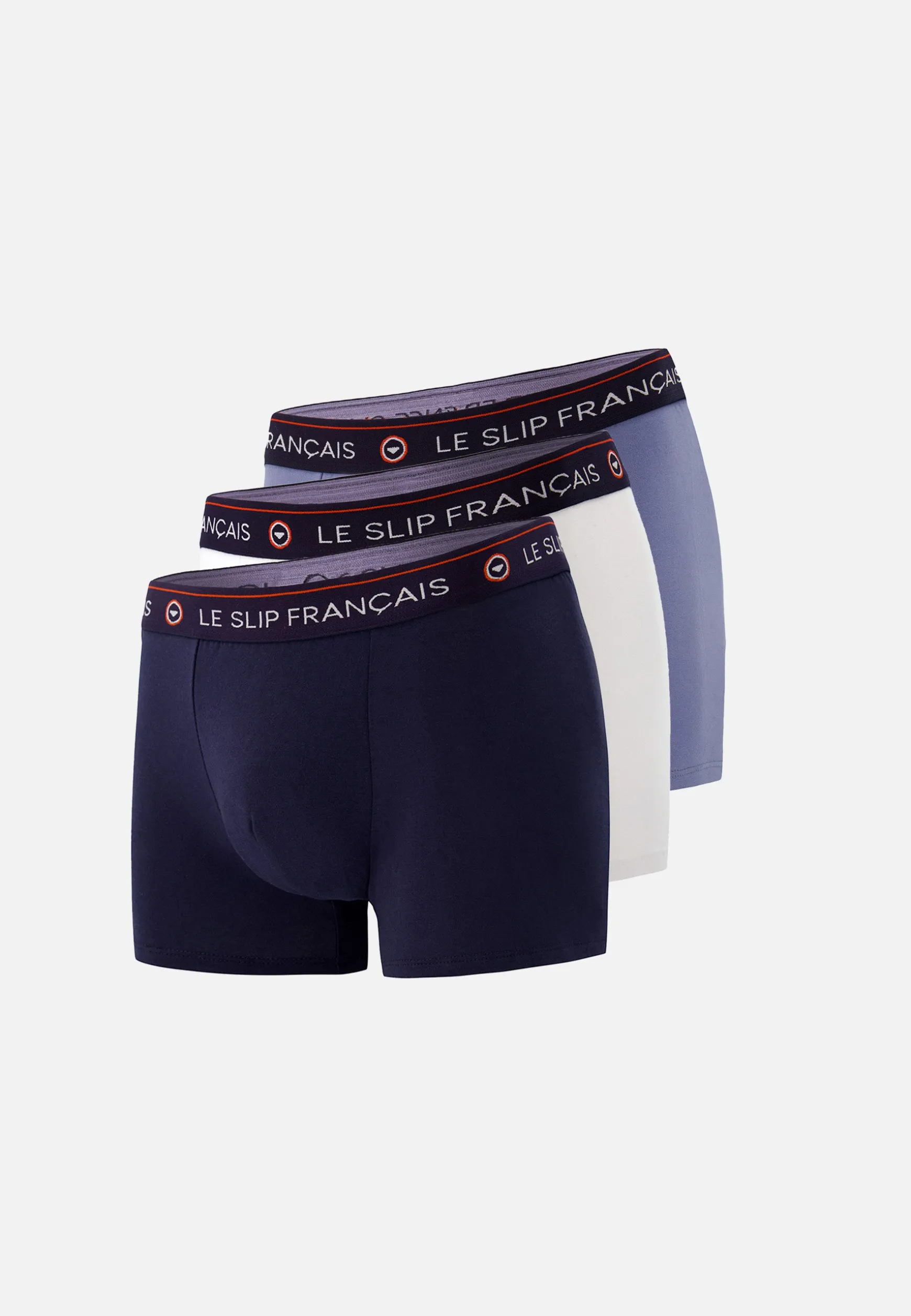Le slip français Trio de boxers en coton-Pack Trio Boxer Redoutable Marine Blanc Jean<Homme Packs De Boxers | Packs Sous-Vêtements