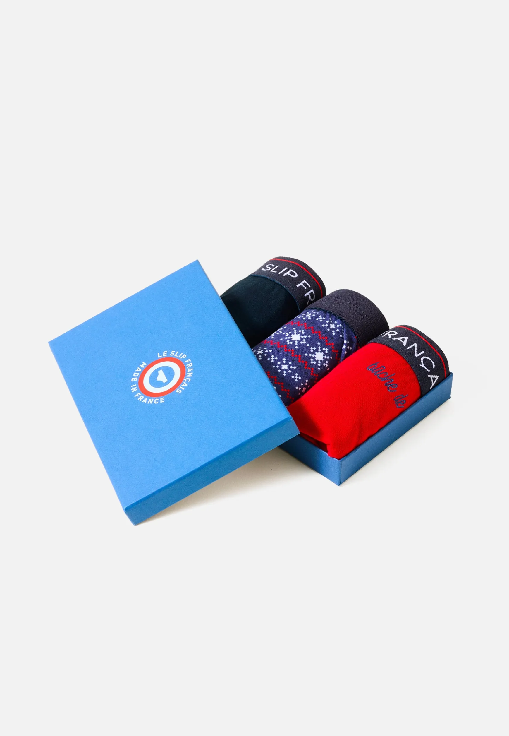 Le slip français Trio de slips en coton-Coffret Trio Slip Intrépide Marine Rouge Brodé Terrible Flocon<Homme Coffrets Cadeaux | Collection Cadeaux
