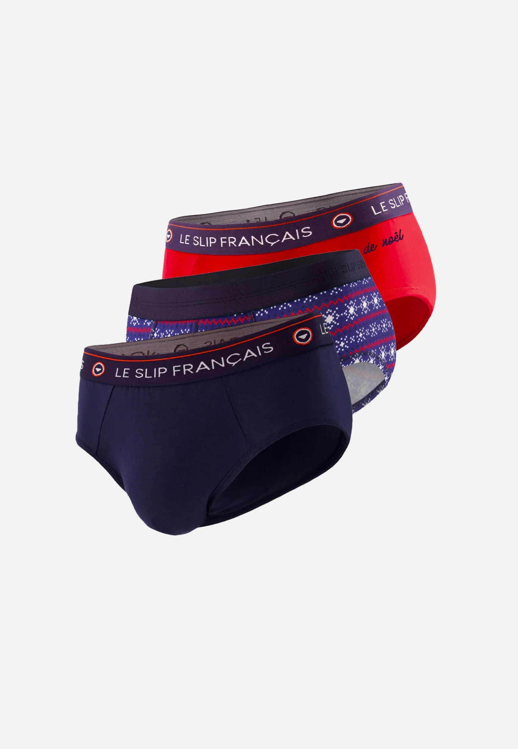 Le slip français Trio de slips en coton-Coffret Trio Slip Intrépide Marine Rouge Brodé Terrible Flocon<Homme Coffrets Cadeaux | Collection Cadeaux