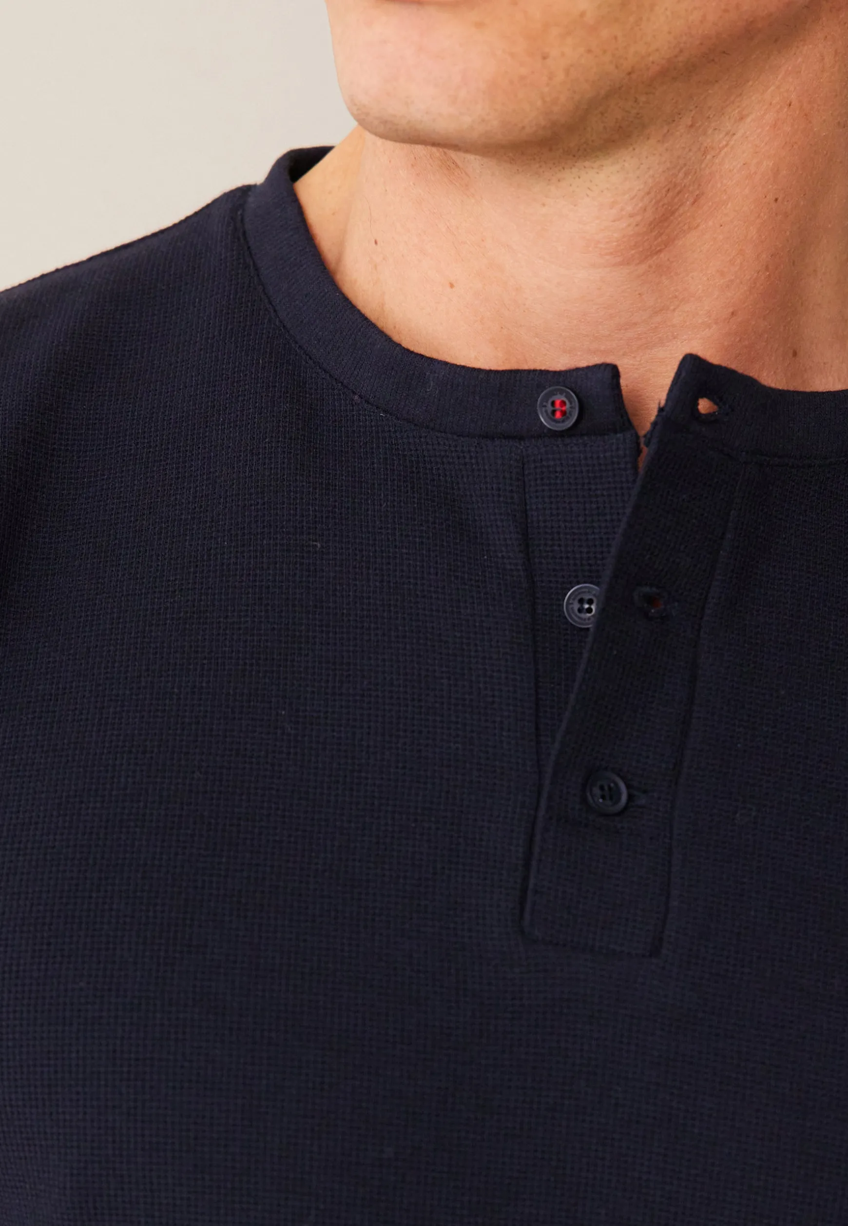 Le slip français T-shirt de pyjama en coton gaufré-Marc-André Marine<Homme Hauts De Pyjamas | Hauts De Pyjamas